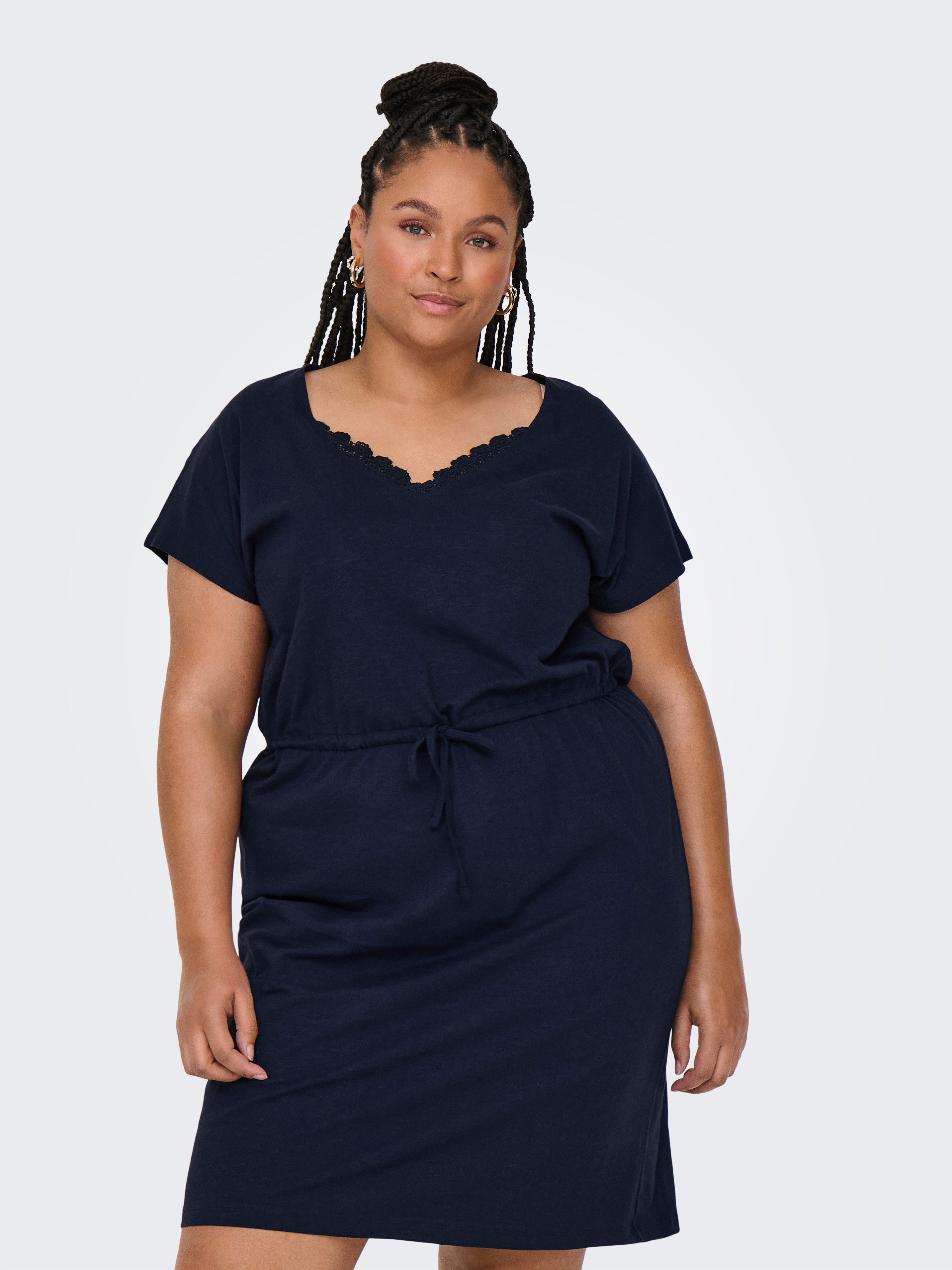 ONLY CARMAKOMA Jerseykleid CARLILA S/L V-NECK günstig online kaufen