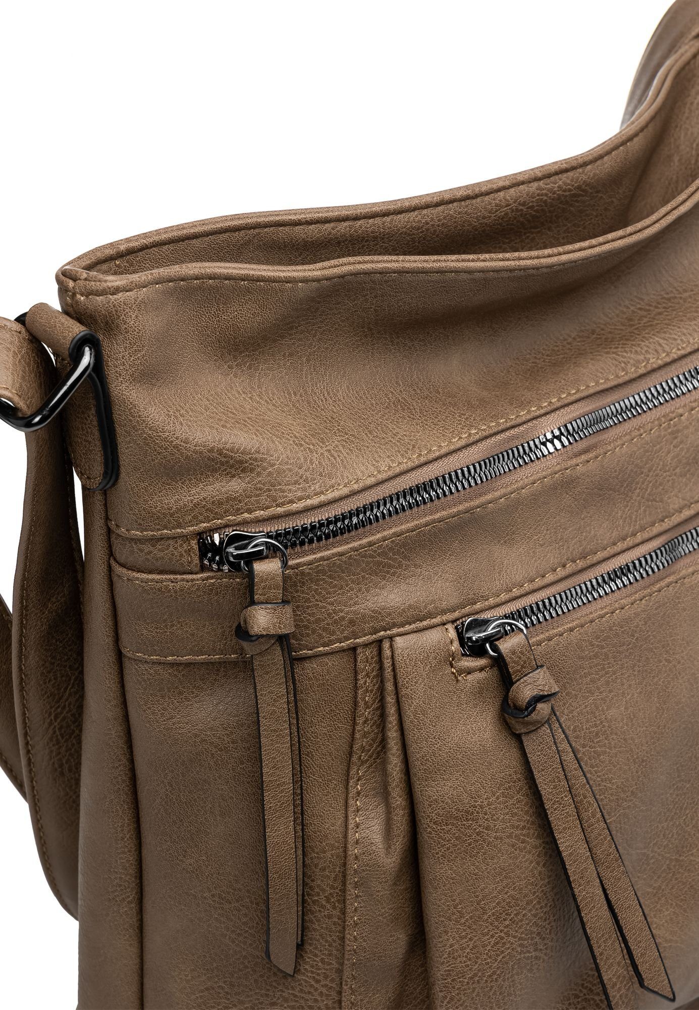 Crossbody Umhängetasche Bag TS1070 mittelgroße Umhängetasche sportlich elegante khaki Caspar Damen
