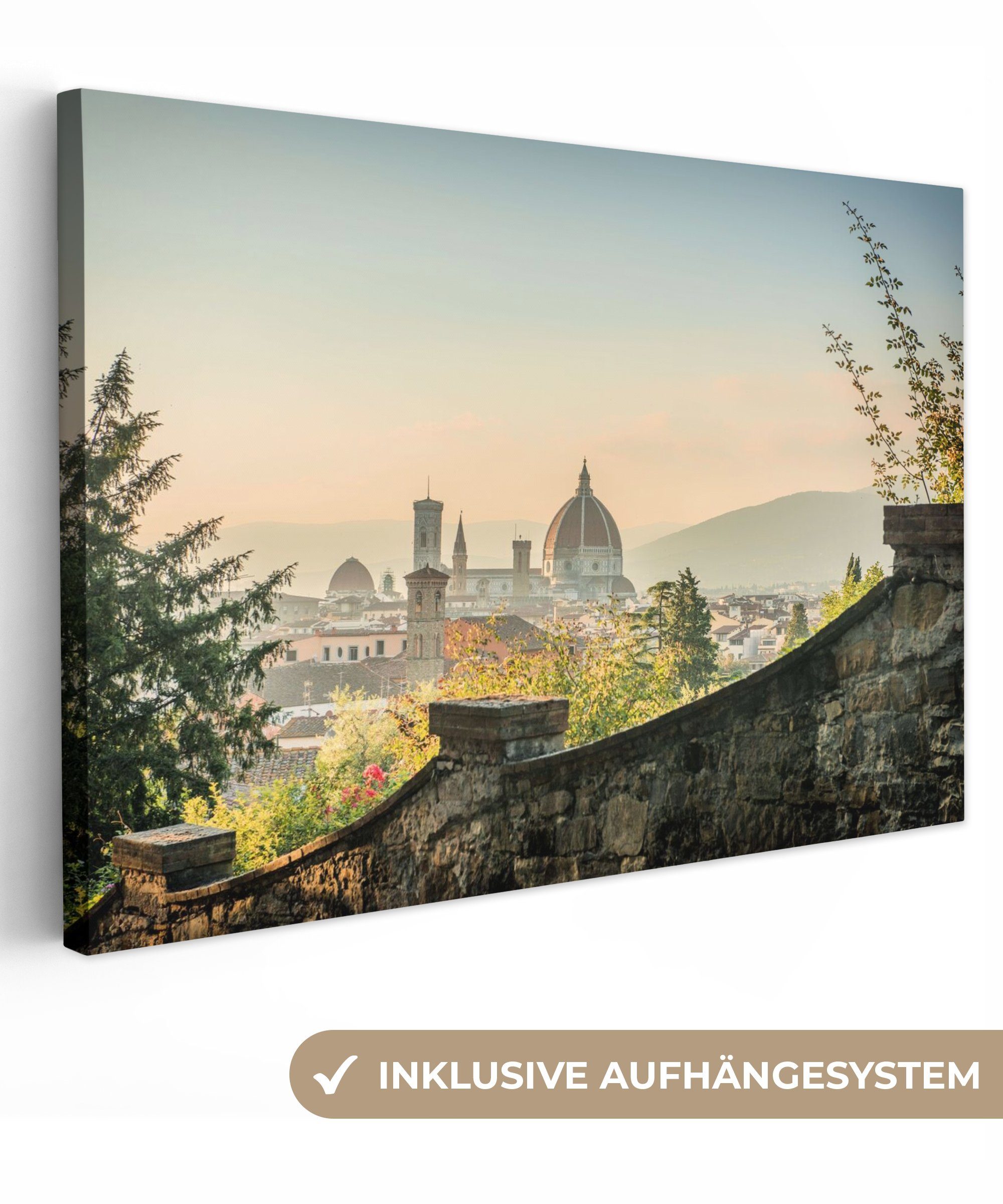 OneMillionCanvasses® Leinwandbild Italien - Stadt - Florenz - Mauer, (1 St), Wandbild Leinwandbilder, Aufhängefertig, Wanddeko, 30x20 cm