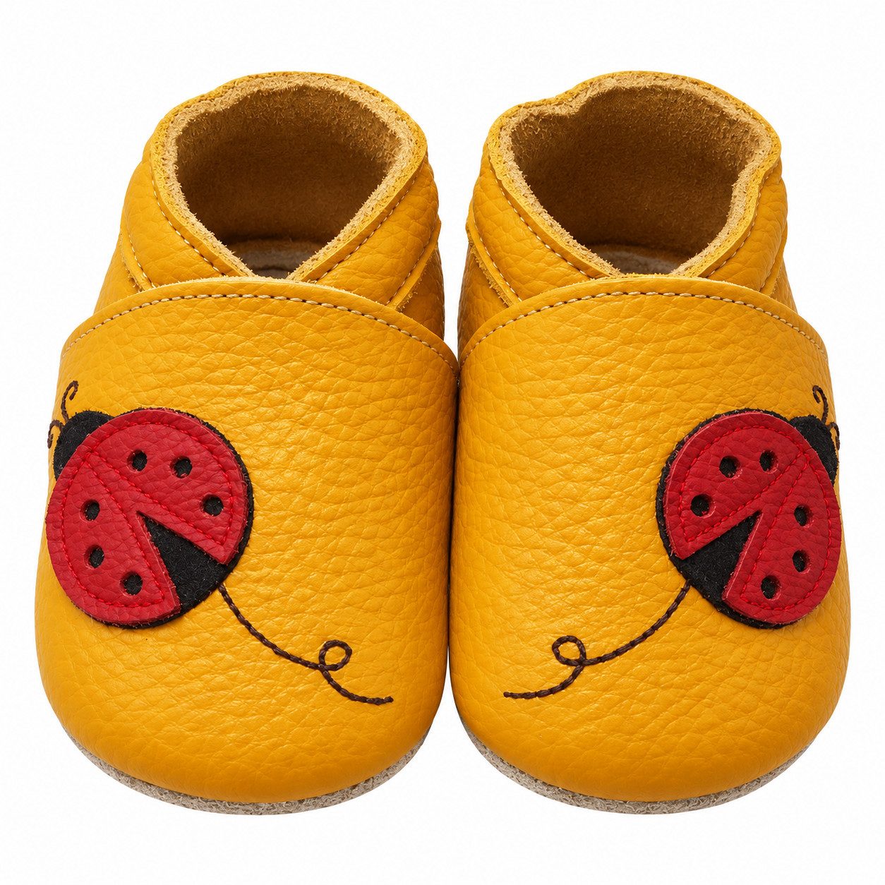 Yihakids Baby Krabbelschuhe Lauflernschuhe Hausschuhe Lederschuhe gelber Krabbelschuh (Sowohl drinnen als auch draußen erhältlich) weiches Leder Rutschfest atmungsaktiv