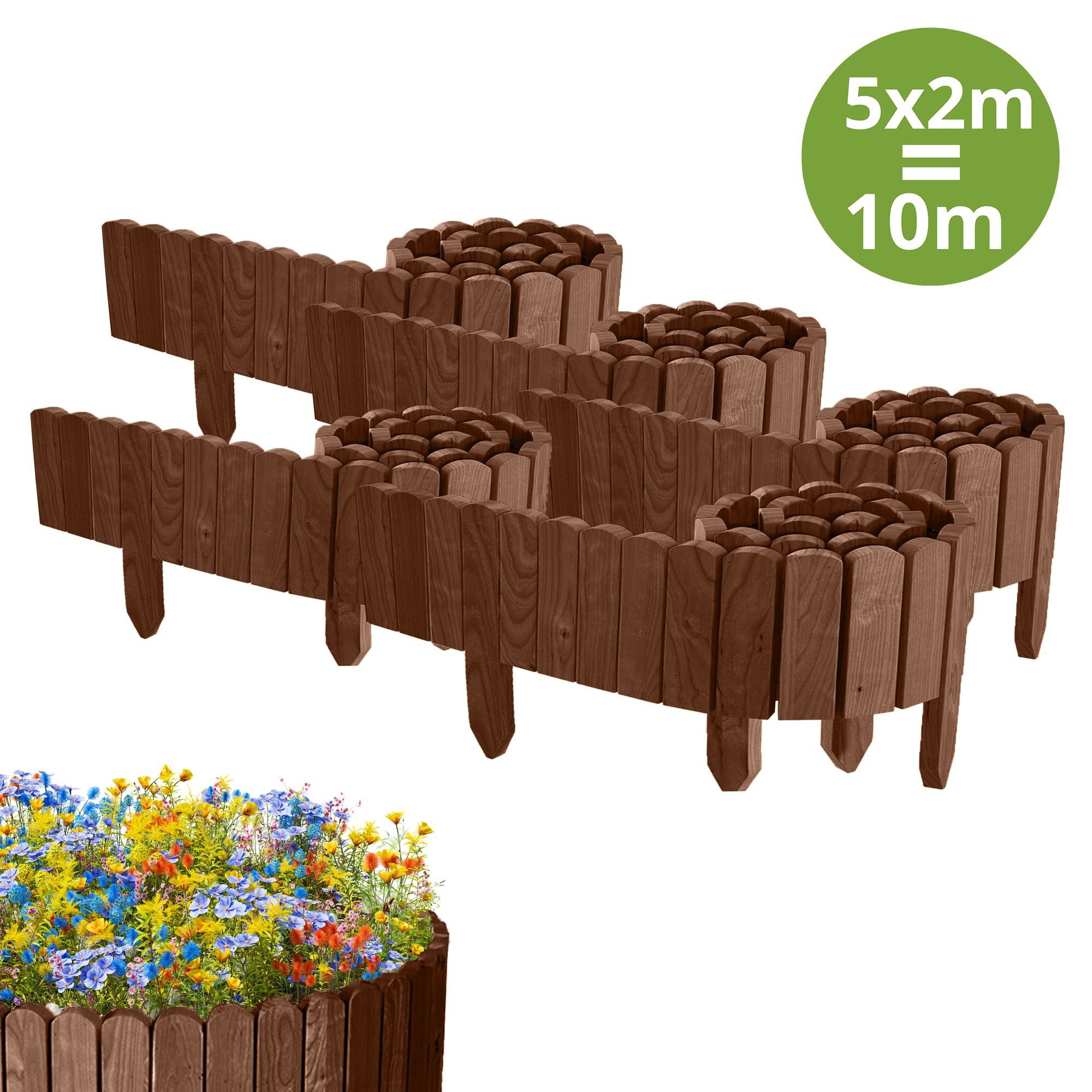 Floranica Beetbegrenzung Rollborder Flexibler Holzzaun aus günstig online kaufen