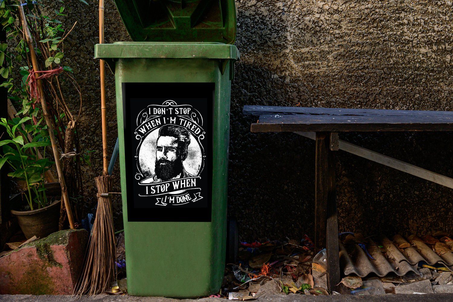 Männer (1 Container, Bart Mülleimer-aufkleber, - - Mülltonne, Abfalbehälter MuchoWow Mancave Wandsticker Vintage St), - Sticker,