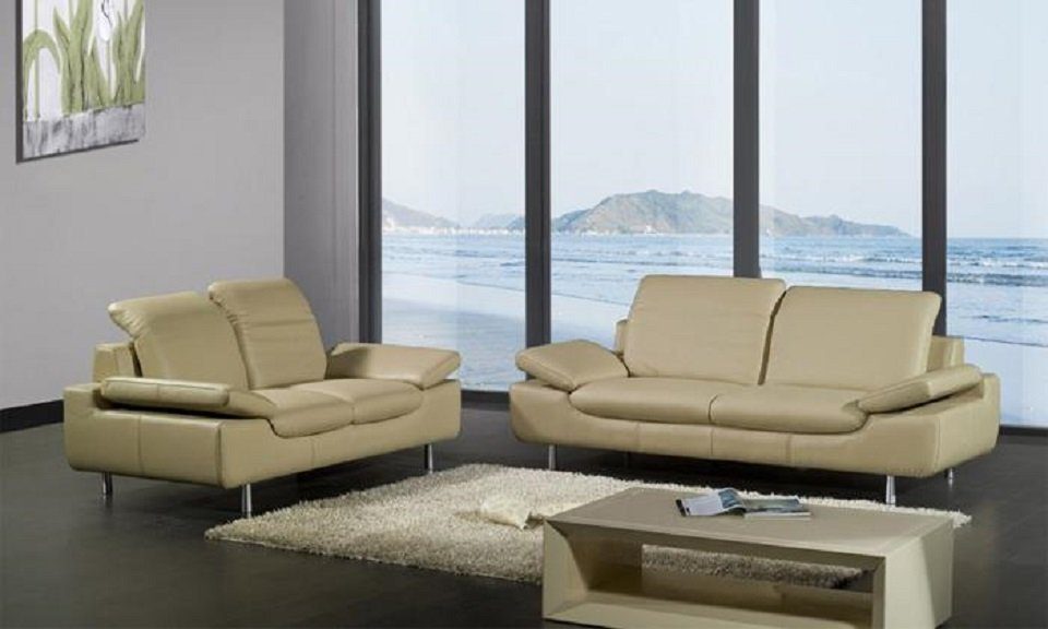 JVmoebel Sofa Garnituren Set Sofagarnitur Gruppe Couchen Sofa Polster Leder 32 Sitz, Made in Europe Beige
