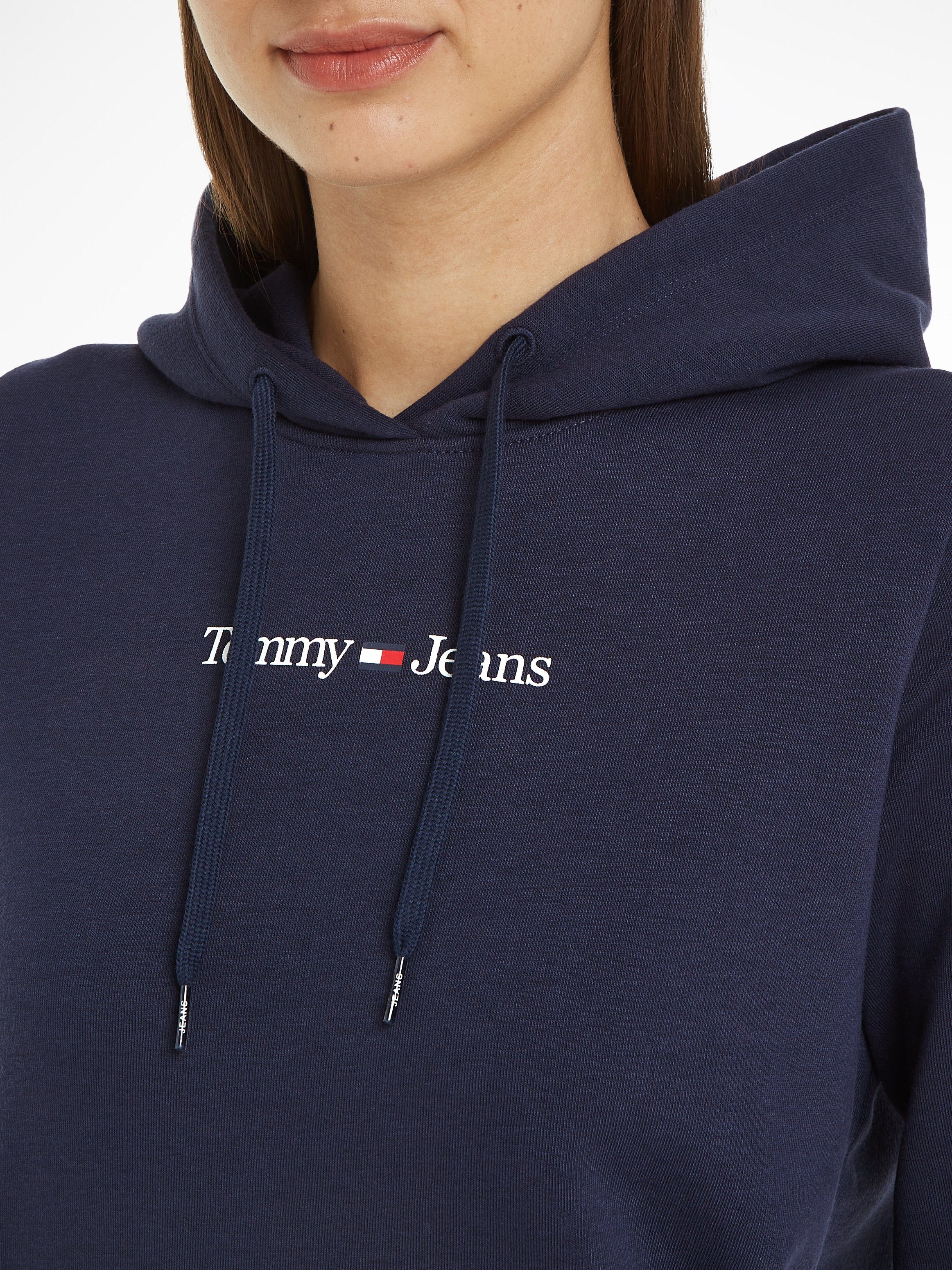 Tommy TJW LINEAR mit Jeans SERIF Logoschriftzug HOODIE Kapuzensweatshirt Tommy REG Jeans marine