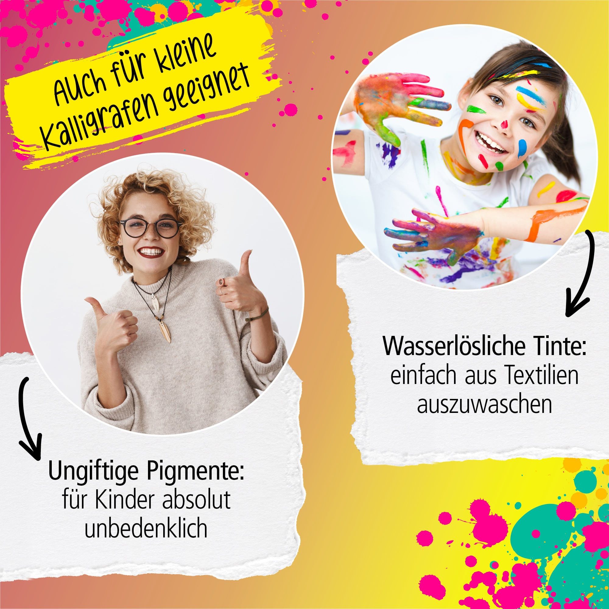 Online Pen Kalligraphie-Stift Calli.Brush, 24x Handlettering Stifte Set, bunte Brush Pens, verschiedene Spitzen