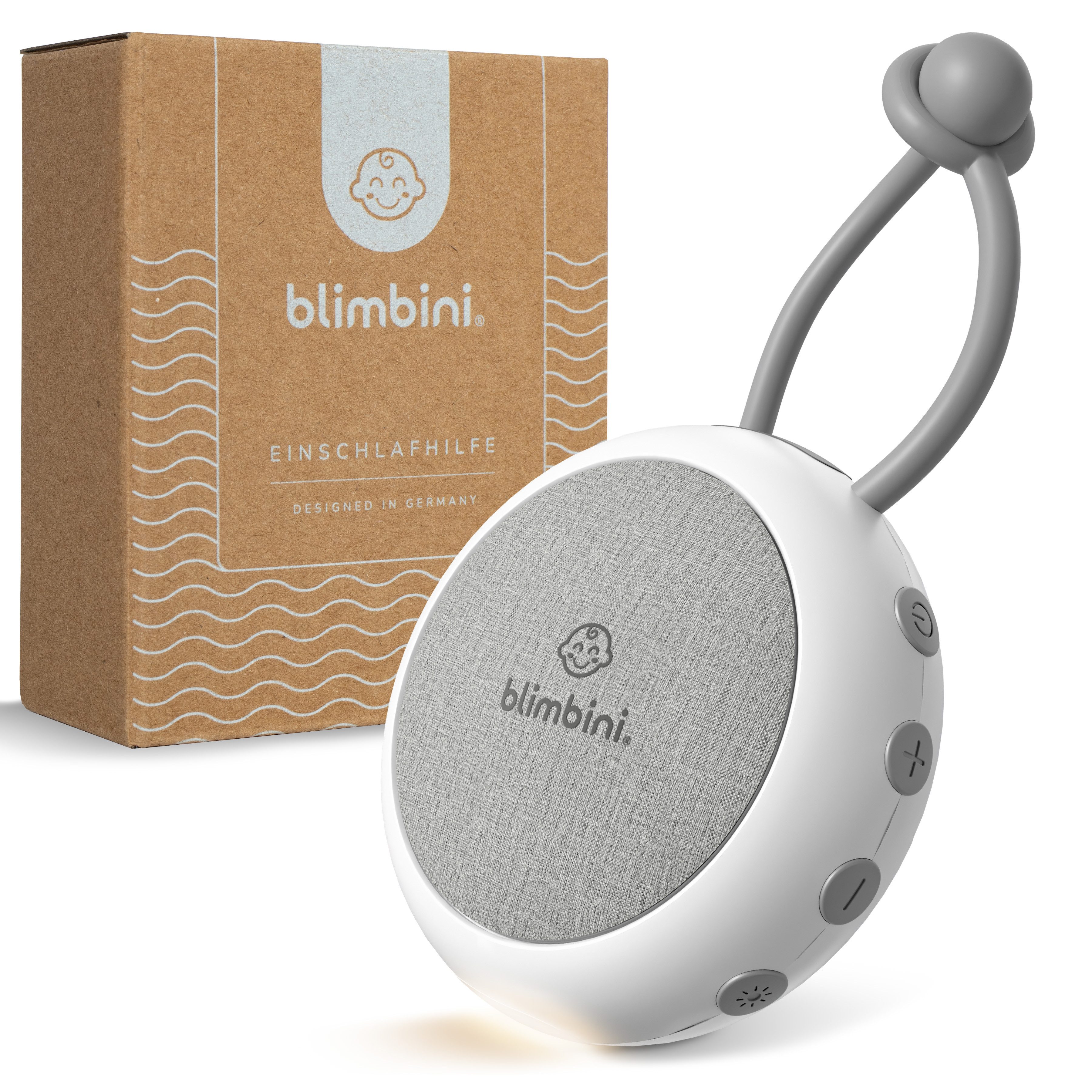 blimbini® blimbini® Einschlafhilfe, White Noise Machine für Babys & Erwachsene Einschlaf- und Durchschlafhilfe (tragbar für unterwegs, Nachtlicht, Timerfunktion, Silikonschlaufe)