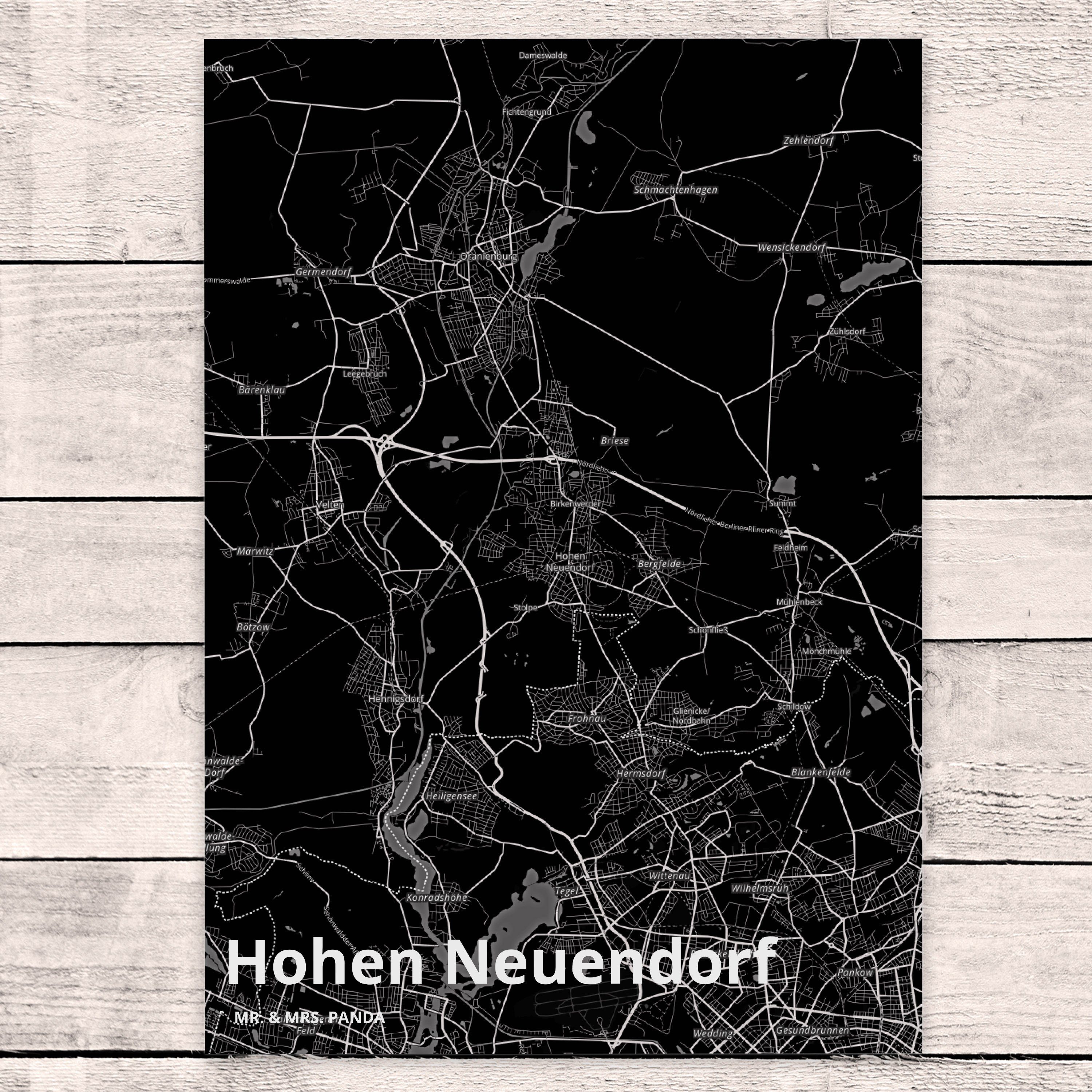 Mr. Dorf Landkarte Hohen Postkarte Panda Mrs. Neuendorf & Map Sta - Karte Stadt Karte, Geschenk,