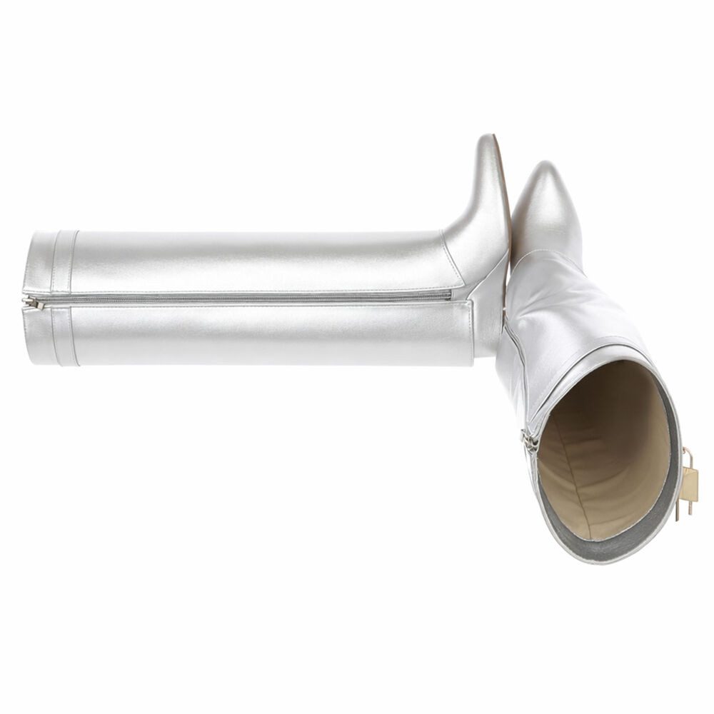 Ital-Design Moderne Damenstiefel mit elegantem Design und Komfort Keilstiefel (91116975) Keilabsatz/Wedge Stiefel in Silber