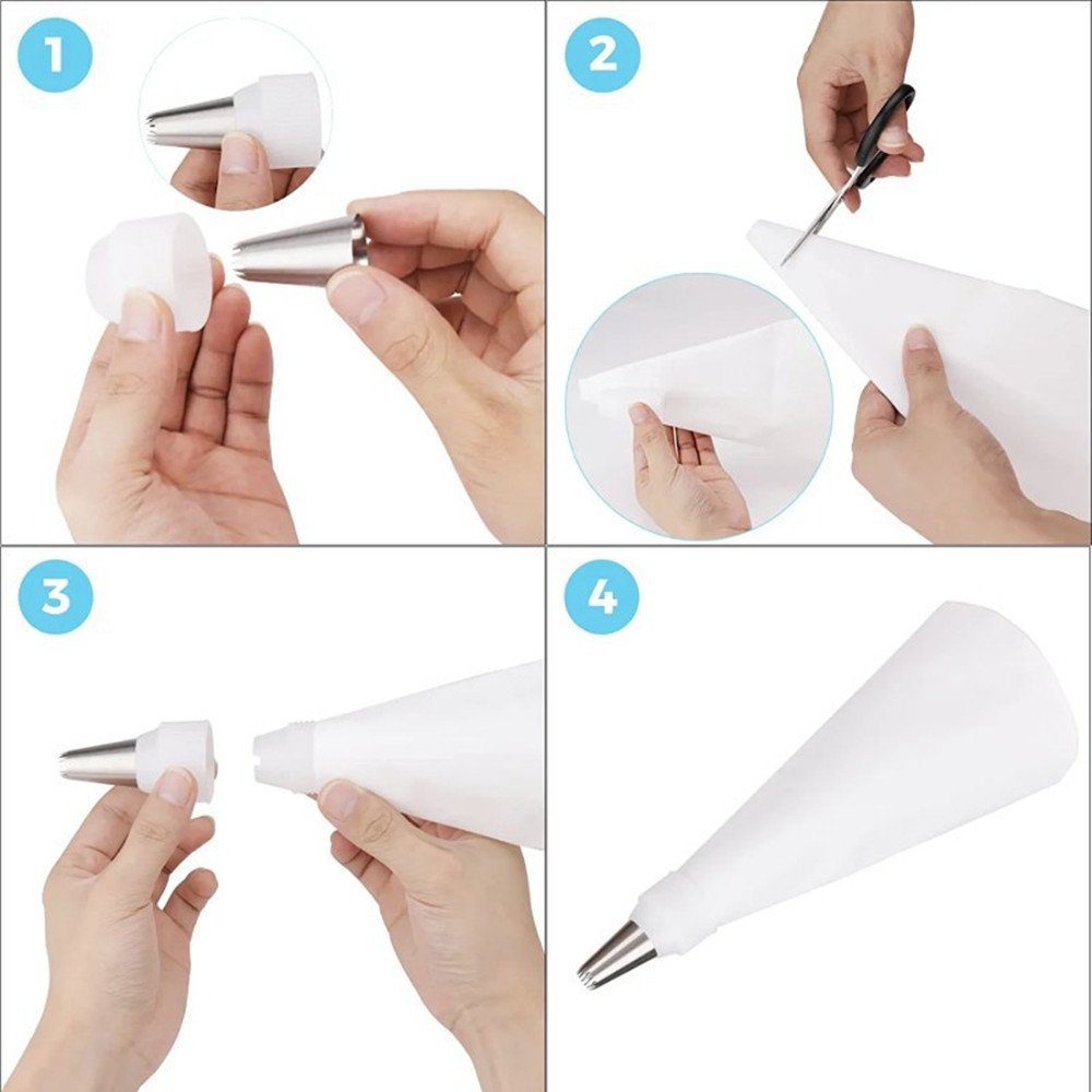 XDeer Spritzbeutel Spritzbeutel Set, Mittelgroß Spritzbeutel,Spritzbeutel Set, (9-tlg) Mit Edelstahl Spritztüllen,Spritzbeutel und Adapter,zum Backen.