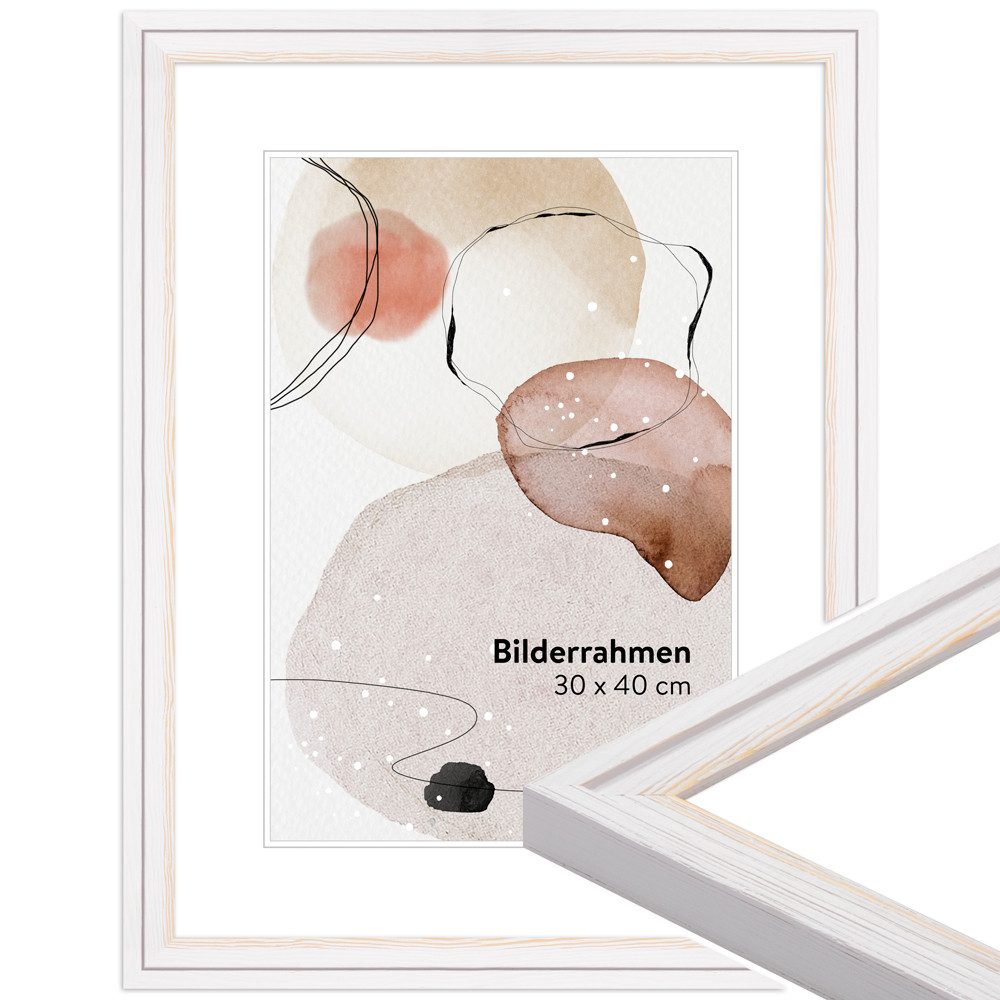 WANDStyle Bilderrahmen H025, Weiß, gemasert, aus günstig online kaufen