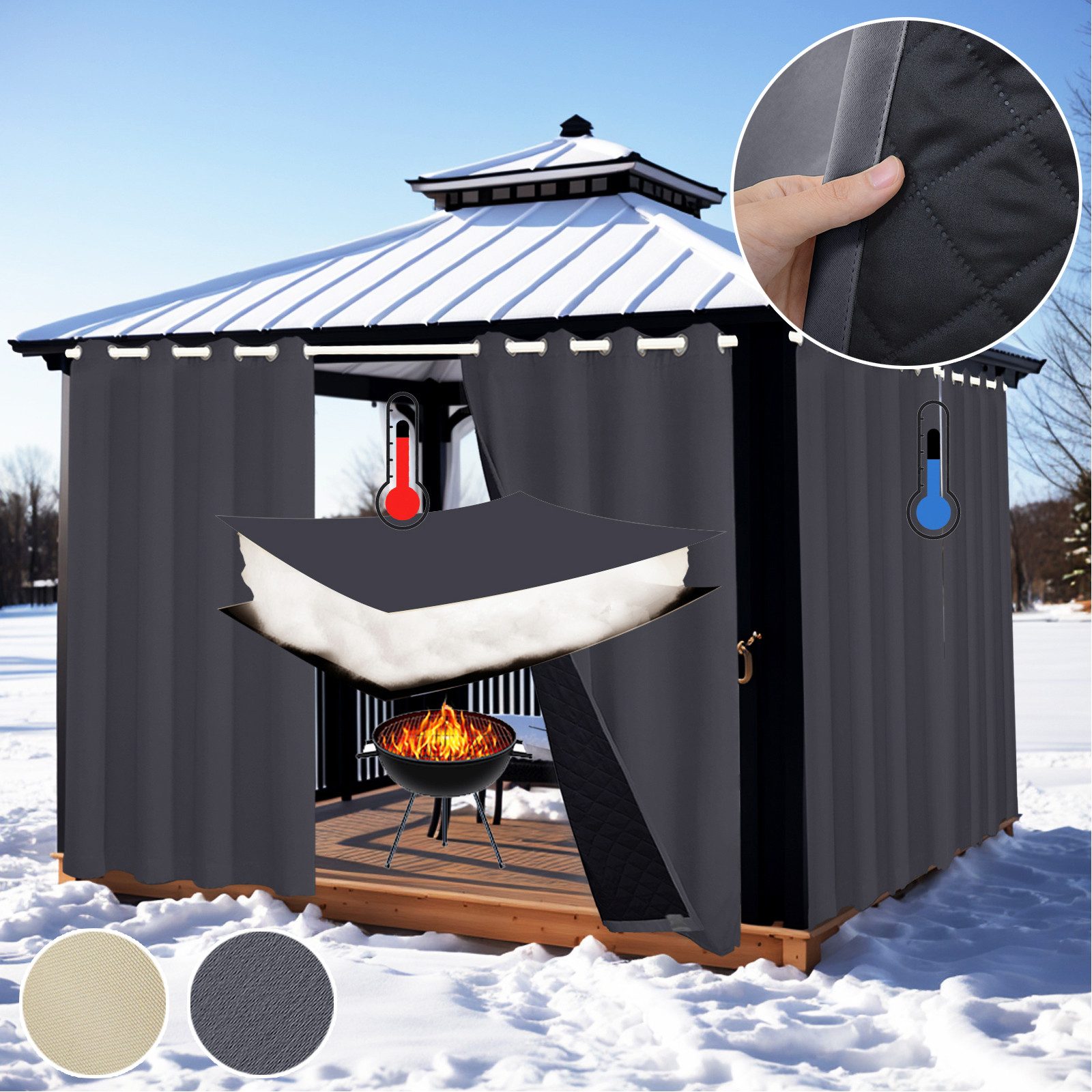 LMaxhome Outdoorvorhang Winter Verdickter Verdunkelungsvorhänge Kälteschutz günstig online kaufen
