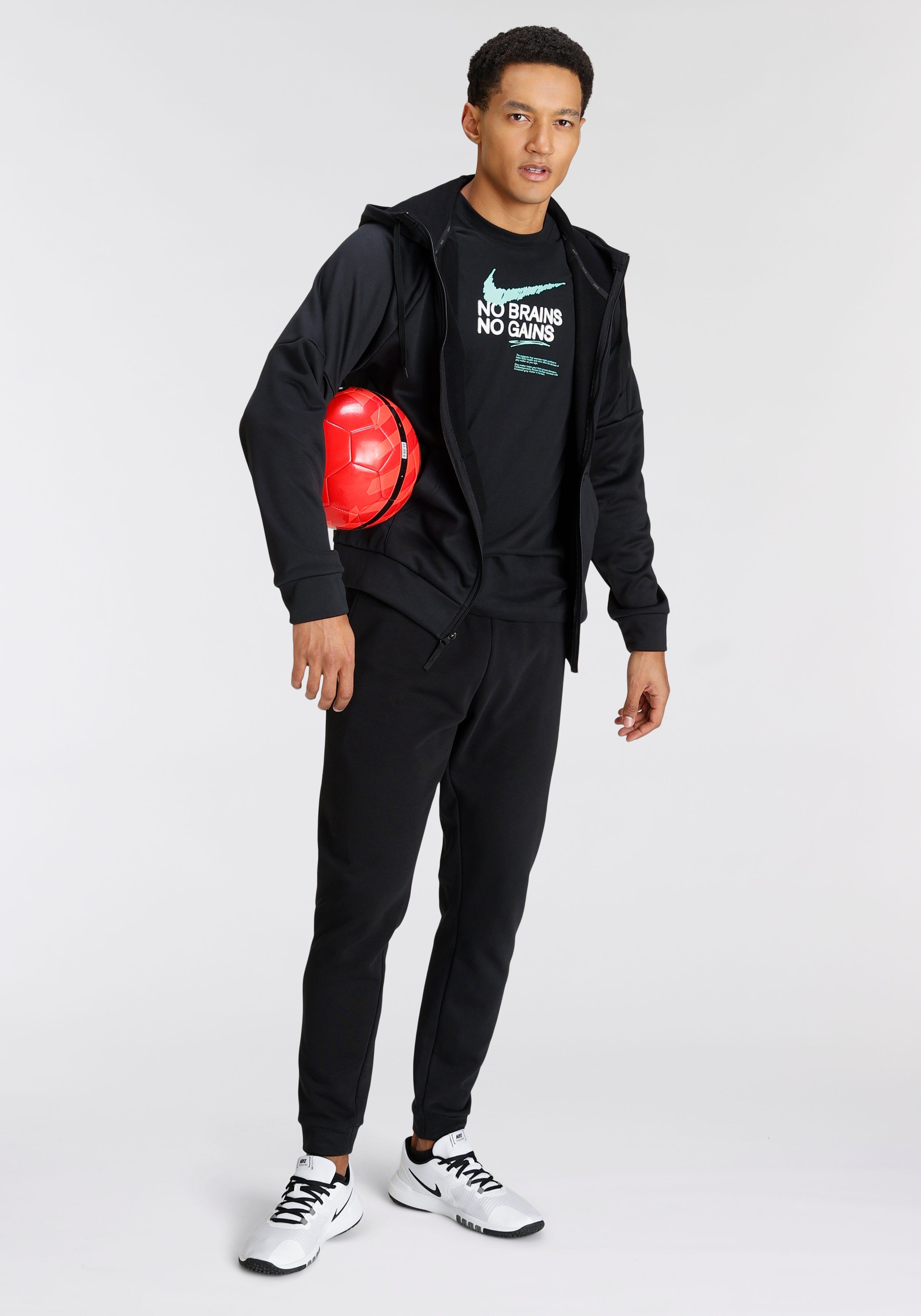 Nike Kapuzensweatjacke THERMA-FIT MEN'S FULL-ZIP HOODIE BLACK/BLACK/WHITE FITNESS
