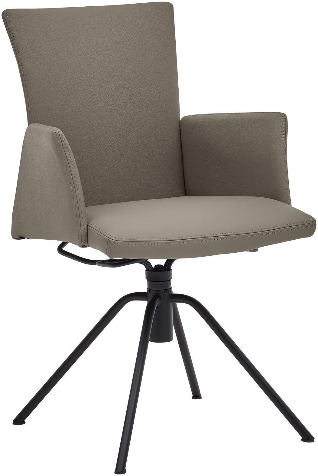 Musterring Armlehnstuhl Helmond 6710 (Packung, 1 St), Drehgestell in schwarz inkl. Rückholfunktion, geschlossene Armlehne