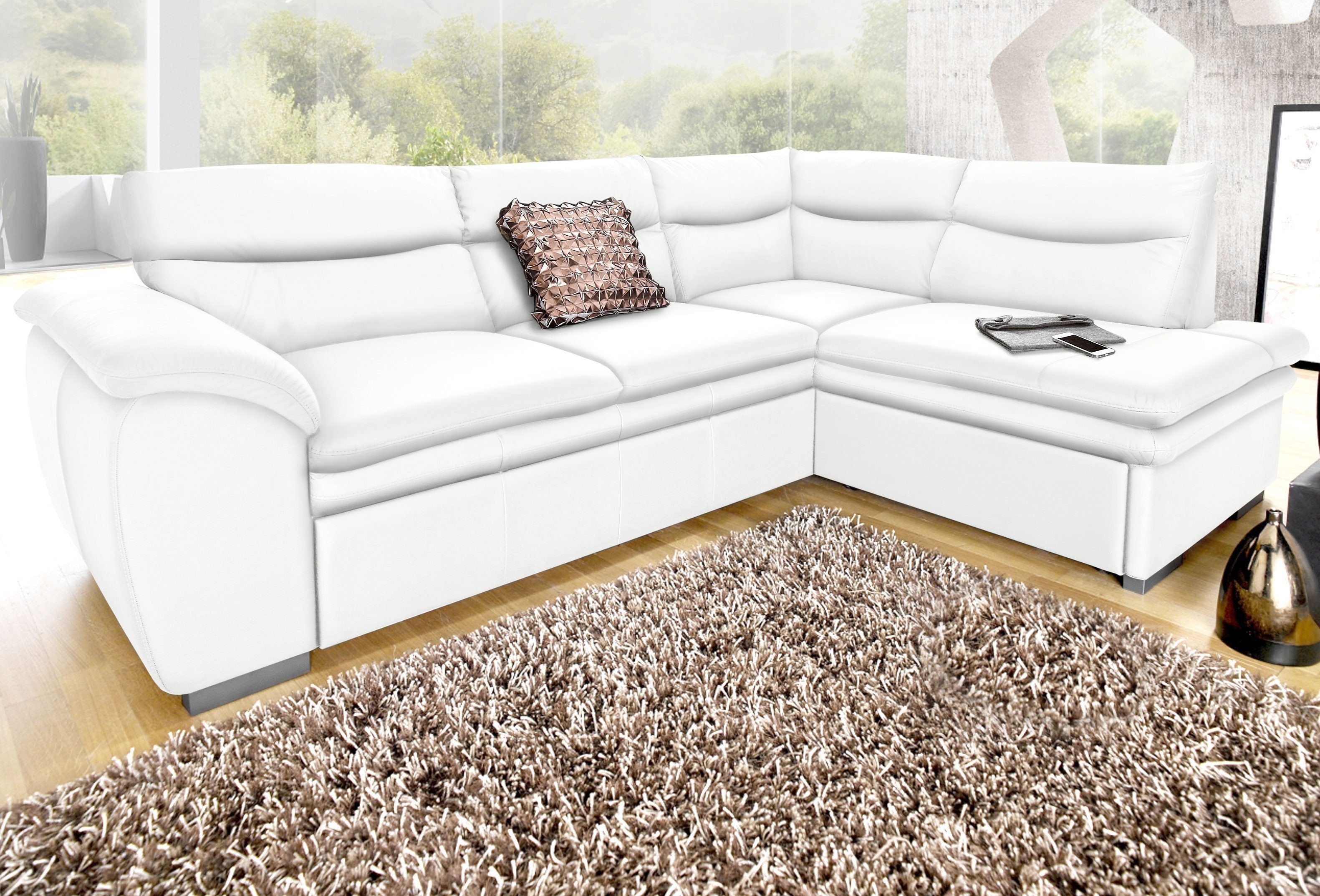 COTTA Ecksofa Leandra L-Form, wahlweise mit Bettfunktion und Bettkasten