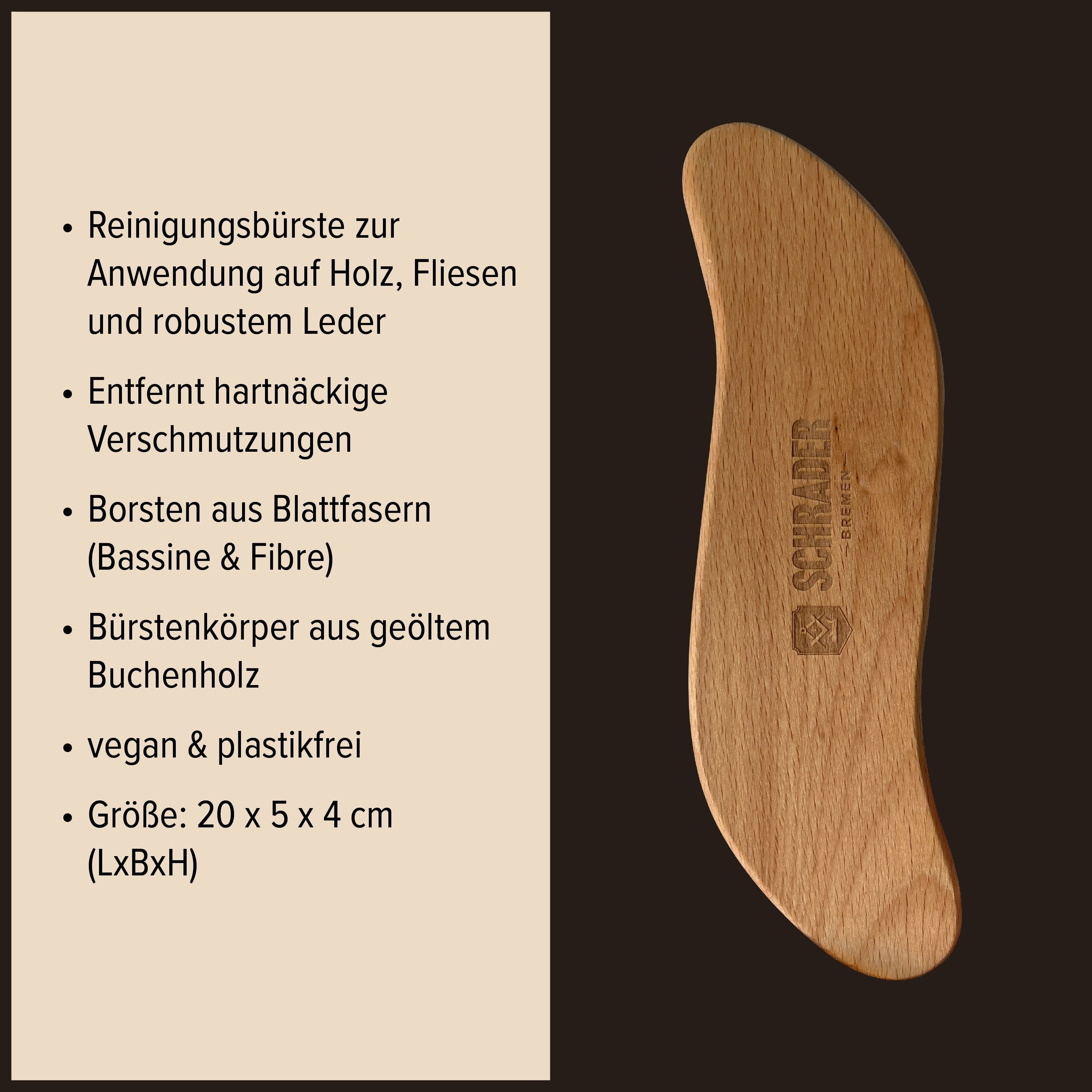 zur Schrader - Fliesen und Reinigungsbürsten-Set 2er Holz, Scheuerbürste von - in Germany Made -, Schmutzbürste Leder Reinigung