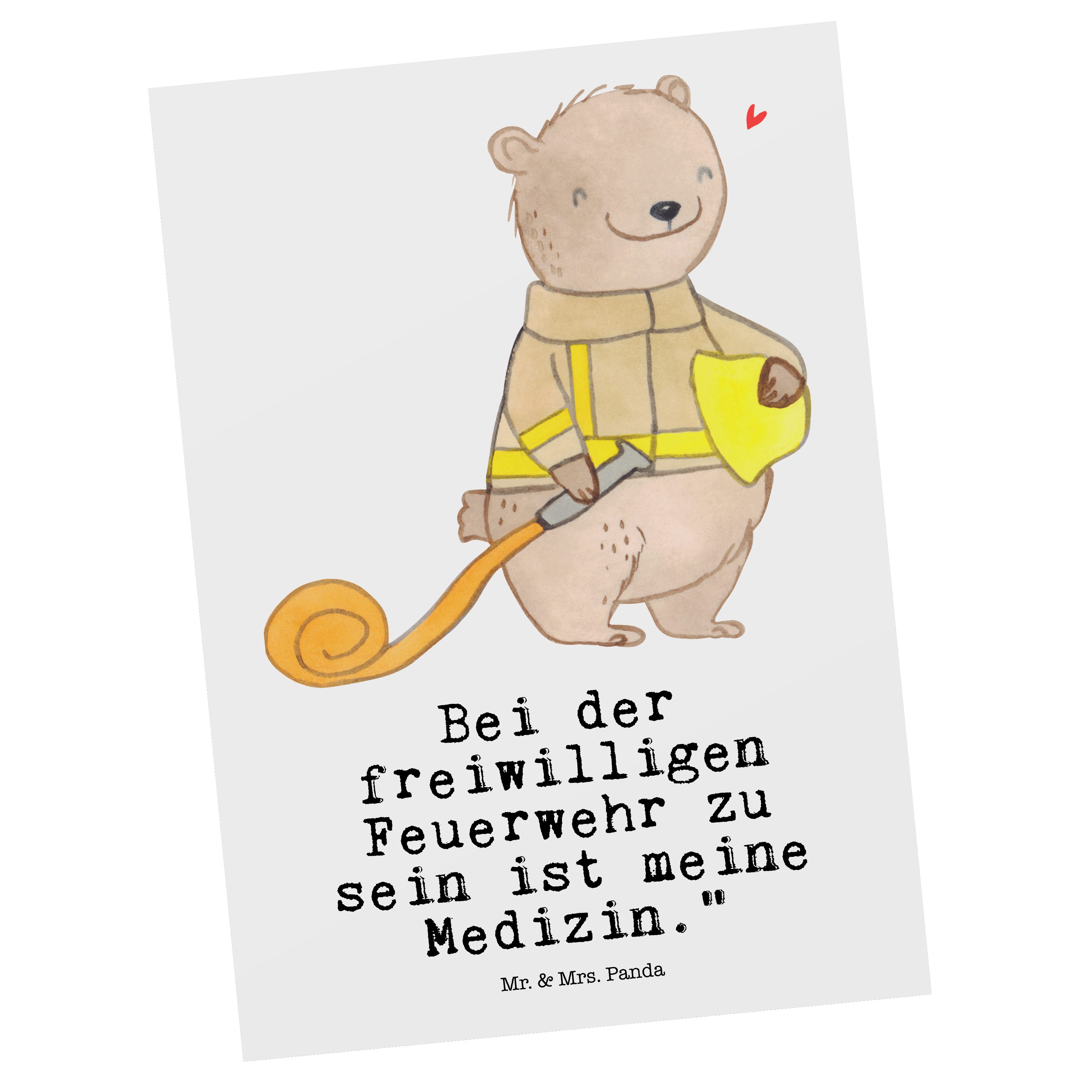 Mr. - Postkarte Geschenk, Bär - Freiwillige Grußkarte, Panda Mrs. Hobby & Weiß Feuerwehr Medizin
