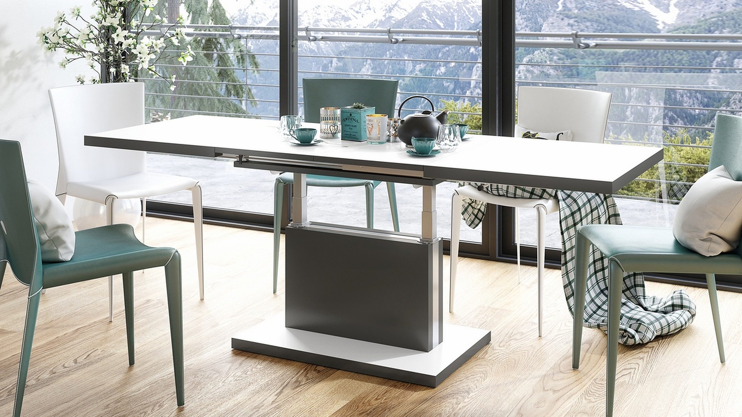 Mazzoni Couchtisch Aston Weiß-Anthrazit Grau matt günstig online kaufen