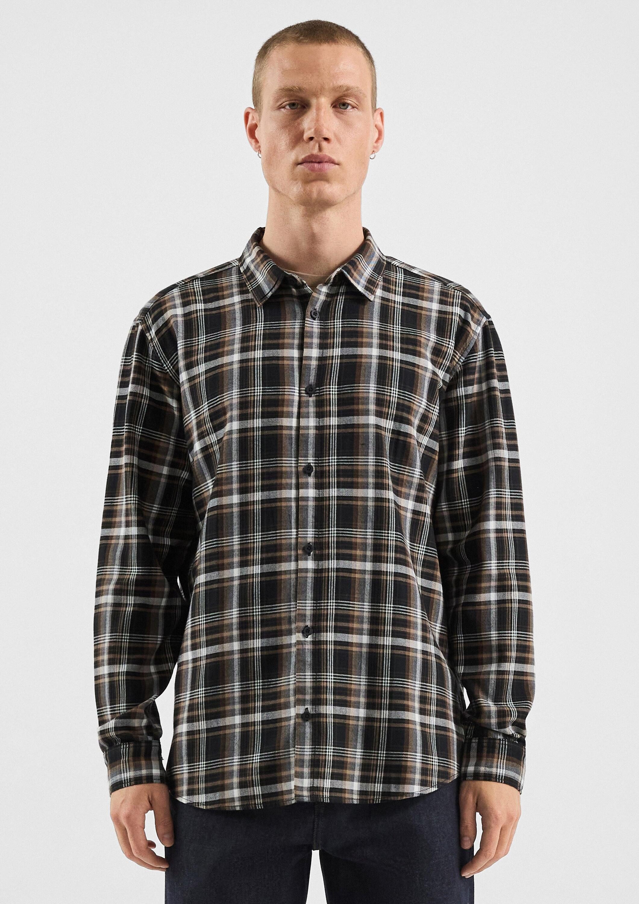 QS T-Shirt Hemd Regular Fit: Kariertes Flanellhemd mit Kentkragen