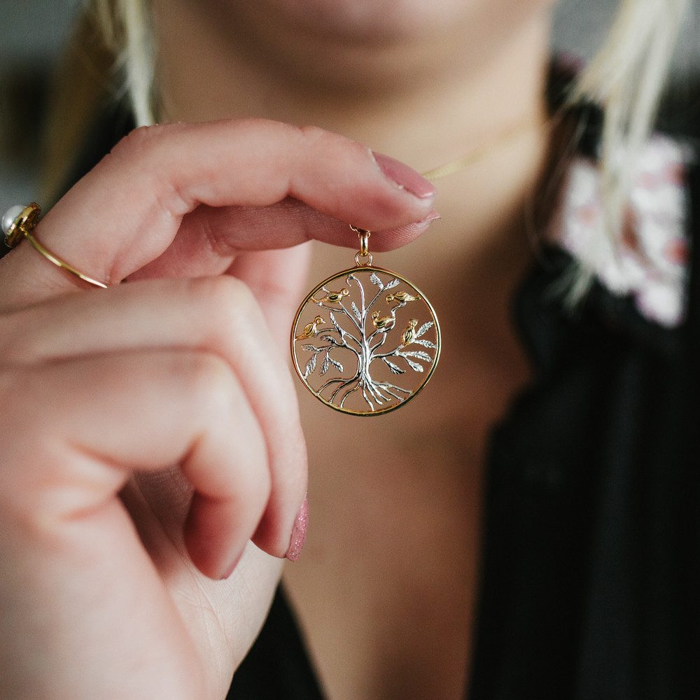 Julie Julsen Kette mit Anhänger 925/- Sterling Silber rhodiniert teils vergoldet Lebensbaum