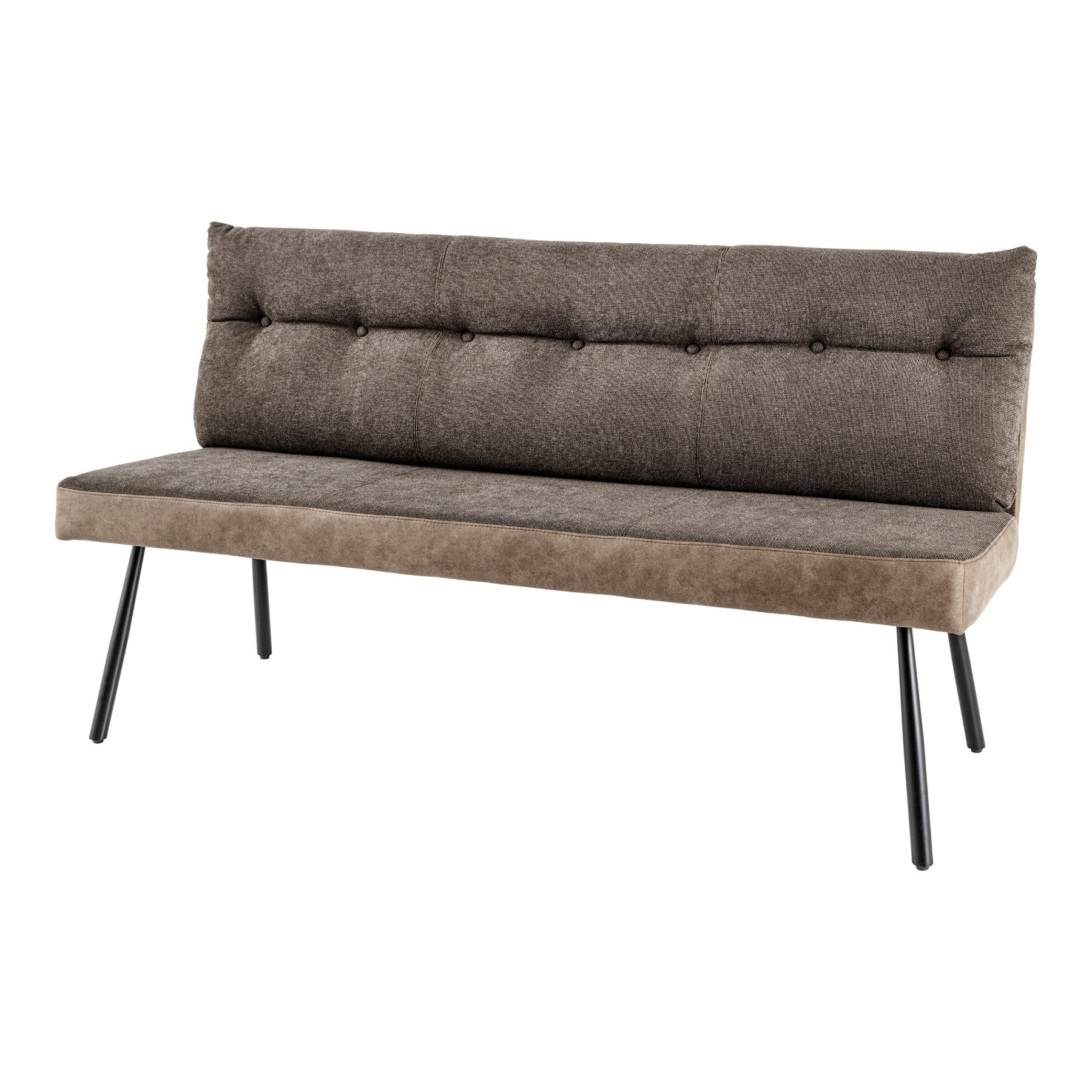 riess-ambiente Sitzbank BIG GEORGE 160cm taupe / schwarz (Einzelartikel, 1-St), Microfaser · Strukturstoff · mit Lehne · Metall-Beine · Modern Design