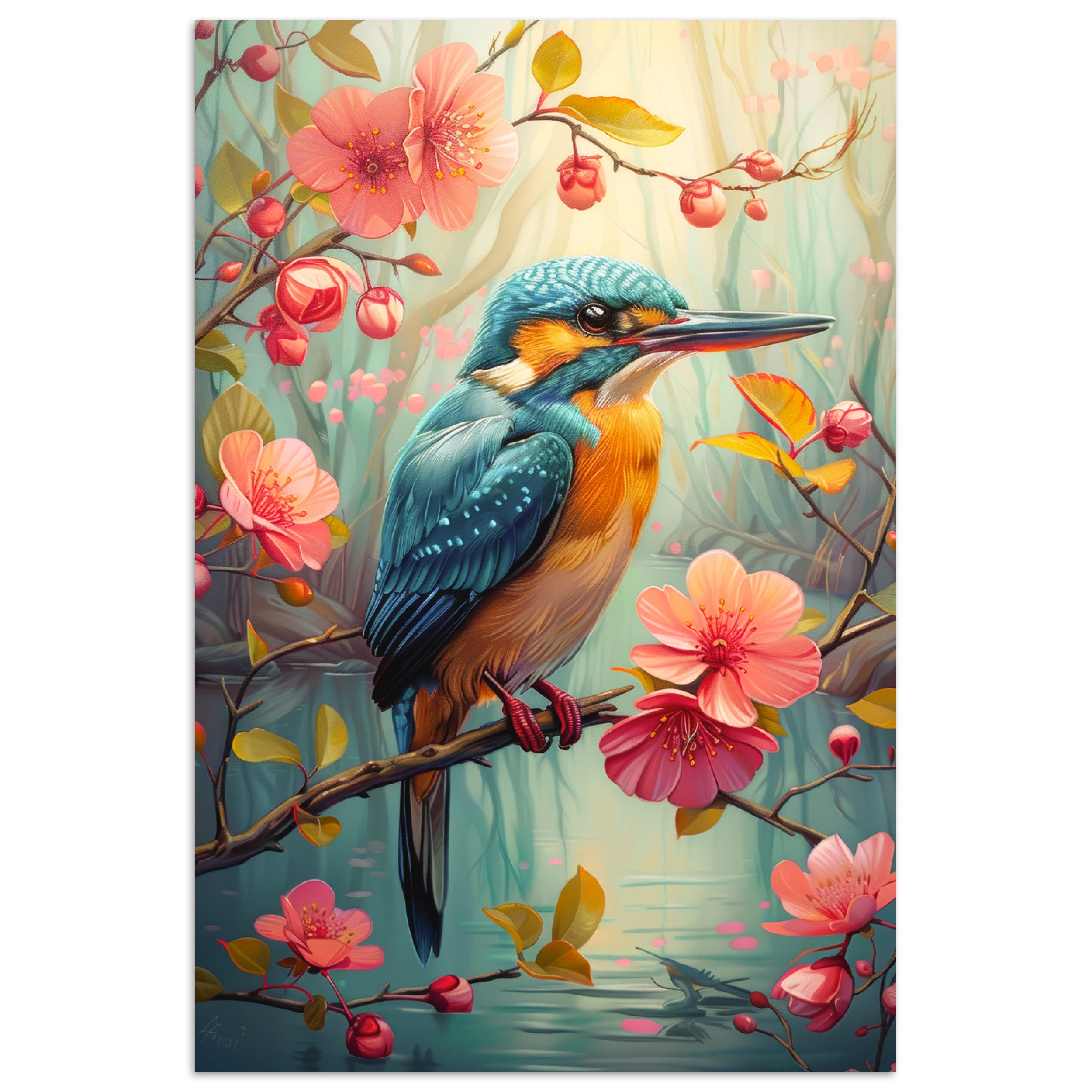 MuchoWow Poster Eisvogel - Blüte - günstig online kaufen