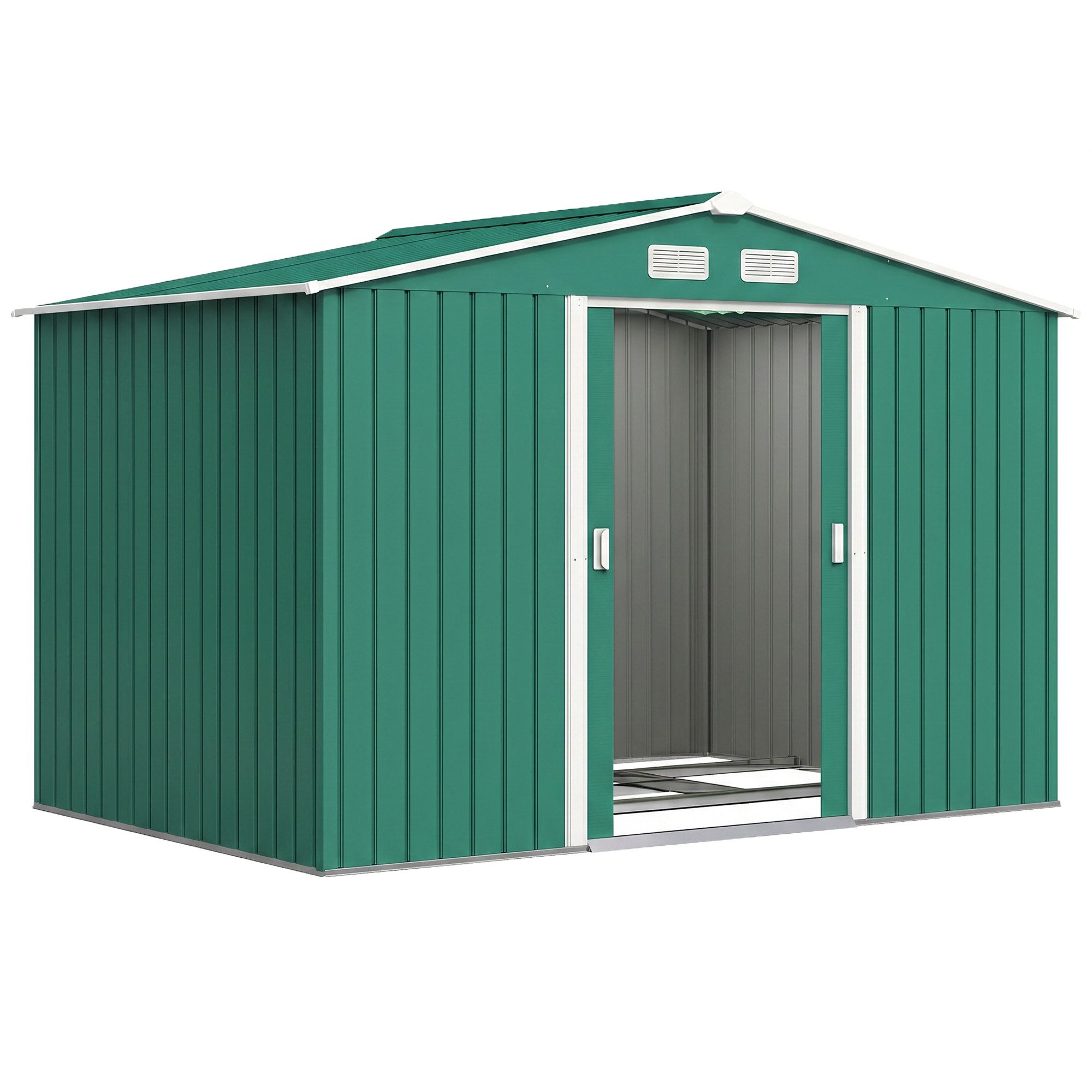 kowdom Gerätehaus Gartenhaus 4,9 m², Stahl, Doppel-Schiebetüren, 4 Lüftungen, (Gartenhaus, Einzelschuppen mit Fundament-Set), Gartenhaus, 4,9 m², Stahl, Schiebetüren, wetterfest