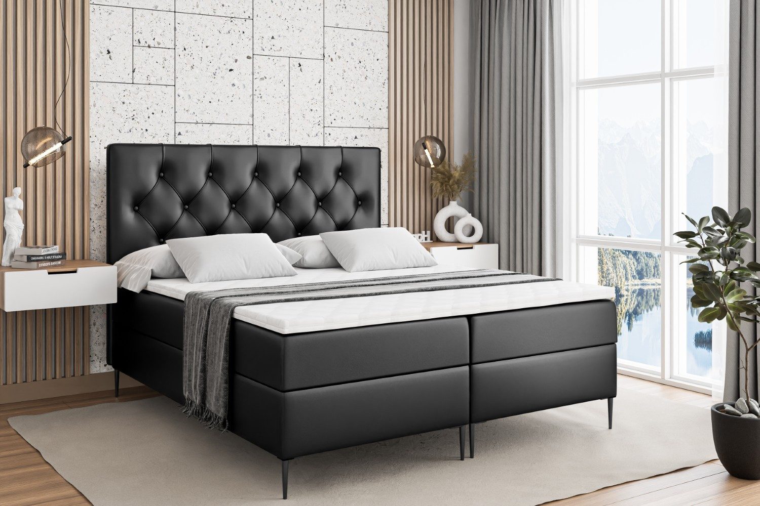 ALTDECOR Boxbett MIRAGE-F (Multipocket-Matratze H4, H3 Matratze Bonellfederung, Topper, Kopfteil)