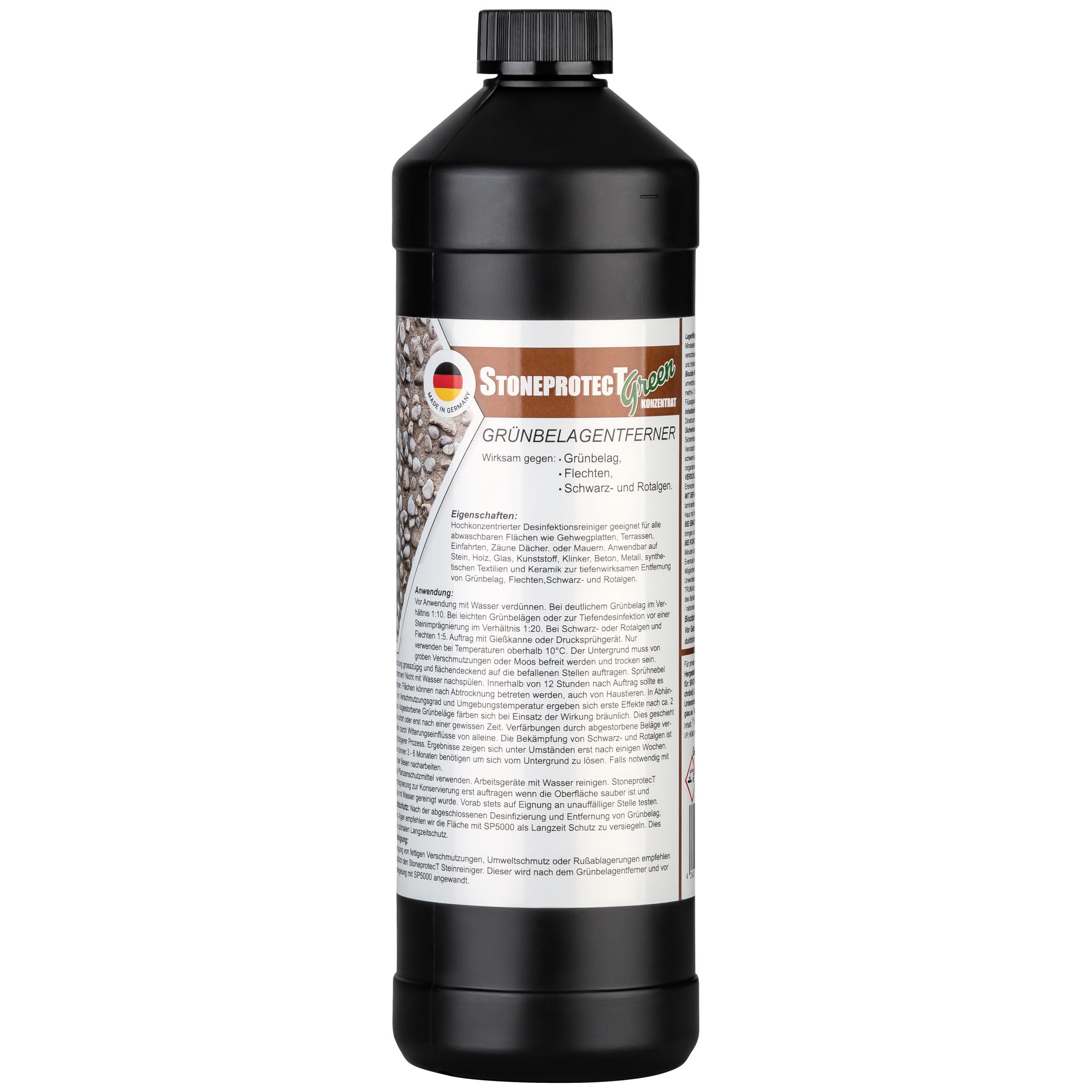 StoneprotecT SPGREEN Konzentrat - 1 Liter - Grünbelagentferner Grünbelagentferner