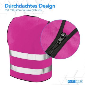 EAZY CASE Warnweste Kinder Warnweste Reißverschluss Reflektierende Kleidung für Kinder Warnweste Straße, Größe S in Pink