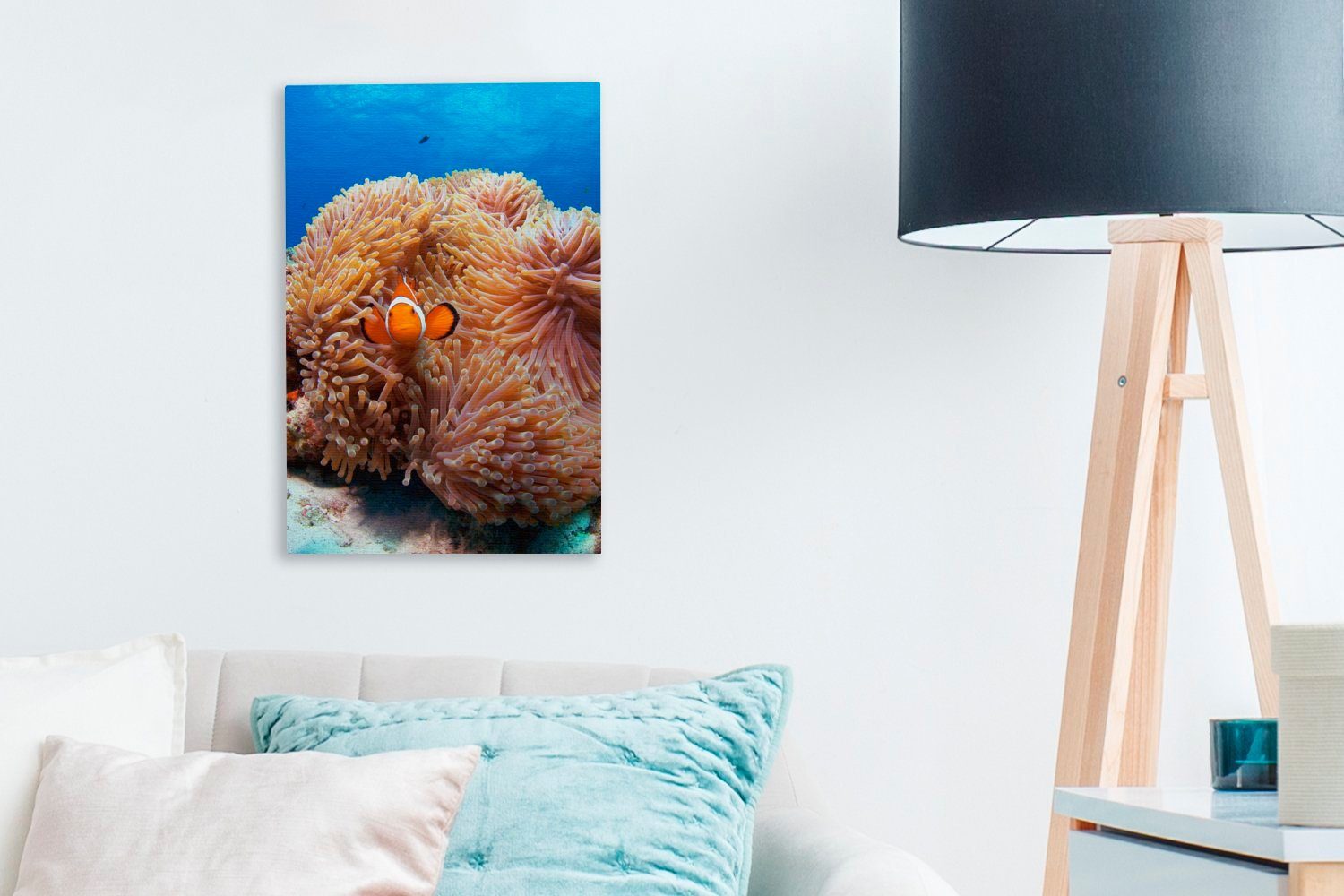 OneMillionCanvasses® Leinwandbild Nemo - Fisch, 20x30 St), inkl. Gemälde, (1 fertig Zackenaufhänger, cm bespannt - Anemone Leinwandbild