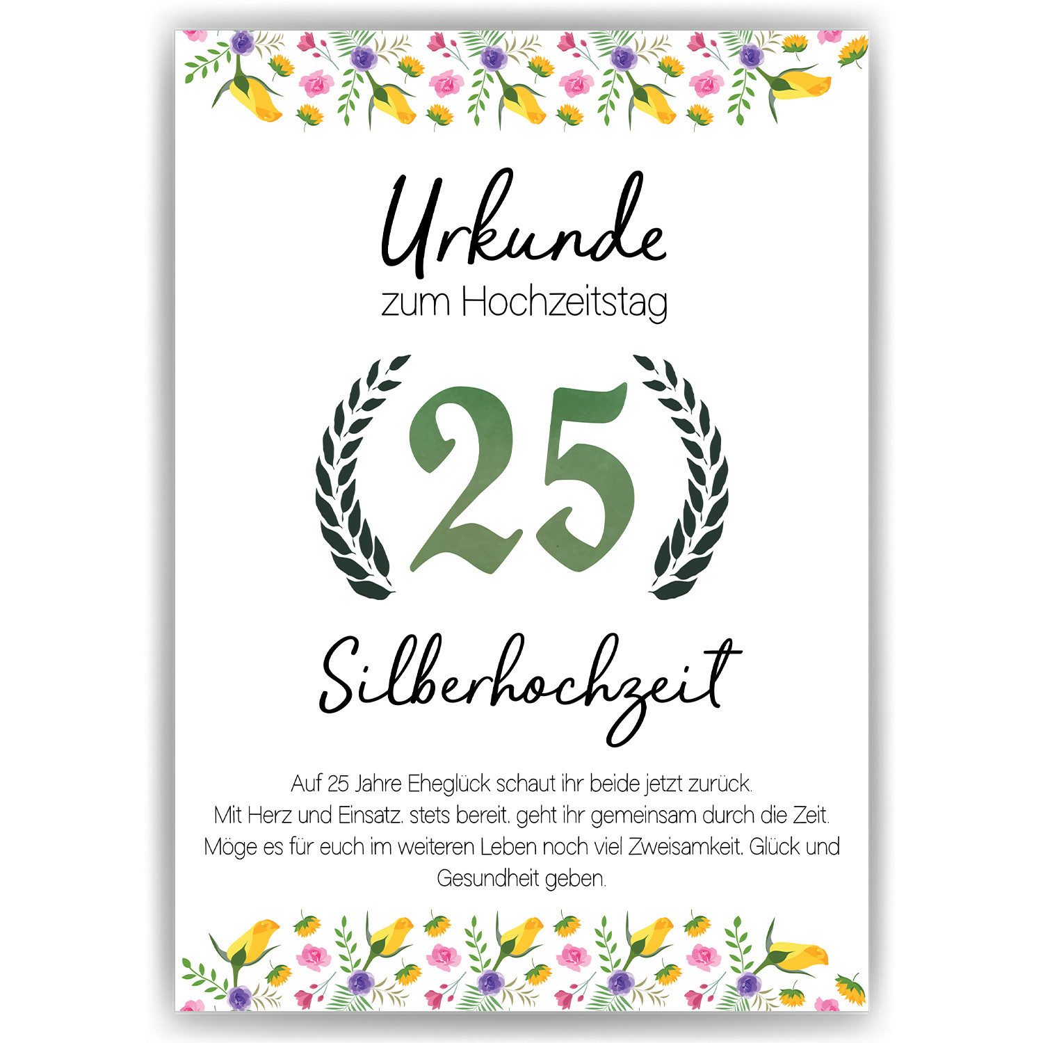 Tigerlino Poster 25. Hochzeitstag Geschenk Urkunde günstig online kaufen