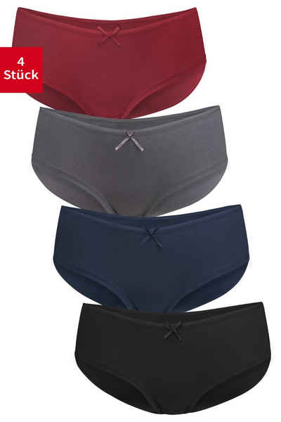 Fabio Farini Slip Damen Unterhosen - Frauen Bikinislip aus elastischer Baumwolle (Packung, 4-St) im sportlichen Bikini-Style mit Schleifchen