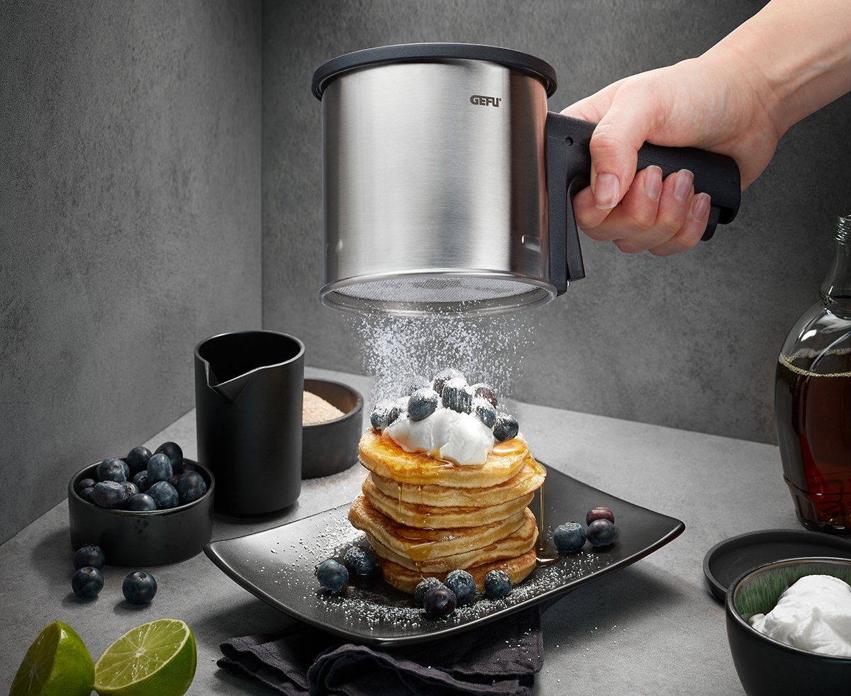 GEFU Puderzuckerstreuer Mehl Puderzucker Sieb SIVA Edelstahl Mehlsieb Pude