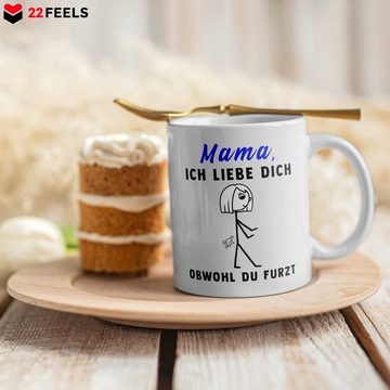 22Feels Tasse Mama Geschenk Muttertag Mutter Geburtstag Kaffee Tee Frauen Liebe Dich, Keramik, Made in Germany, Spülmaschinenfest