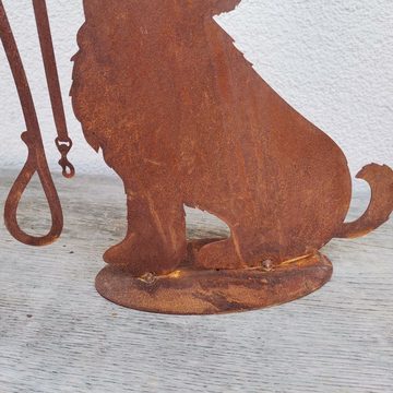 BADEKO Gartenfigur Hund Rocki mit Leine - Edelrost, (0 St)