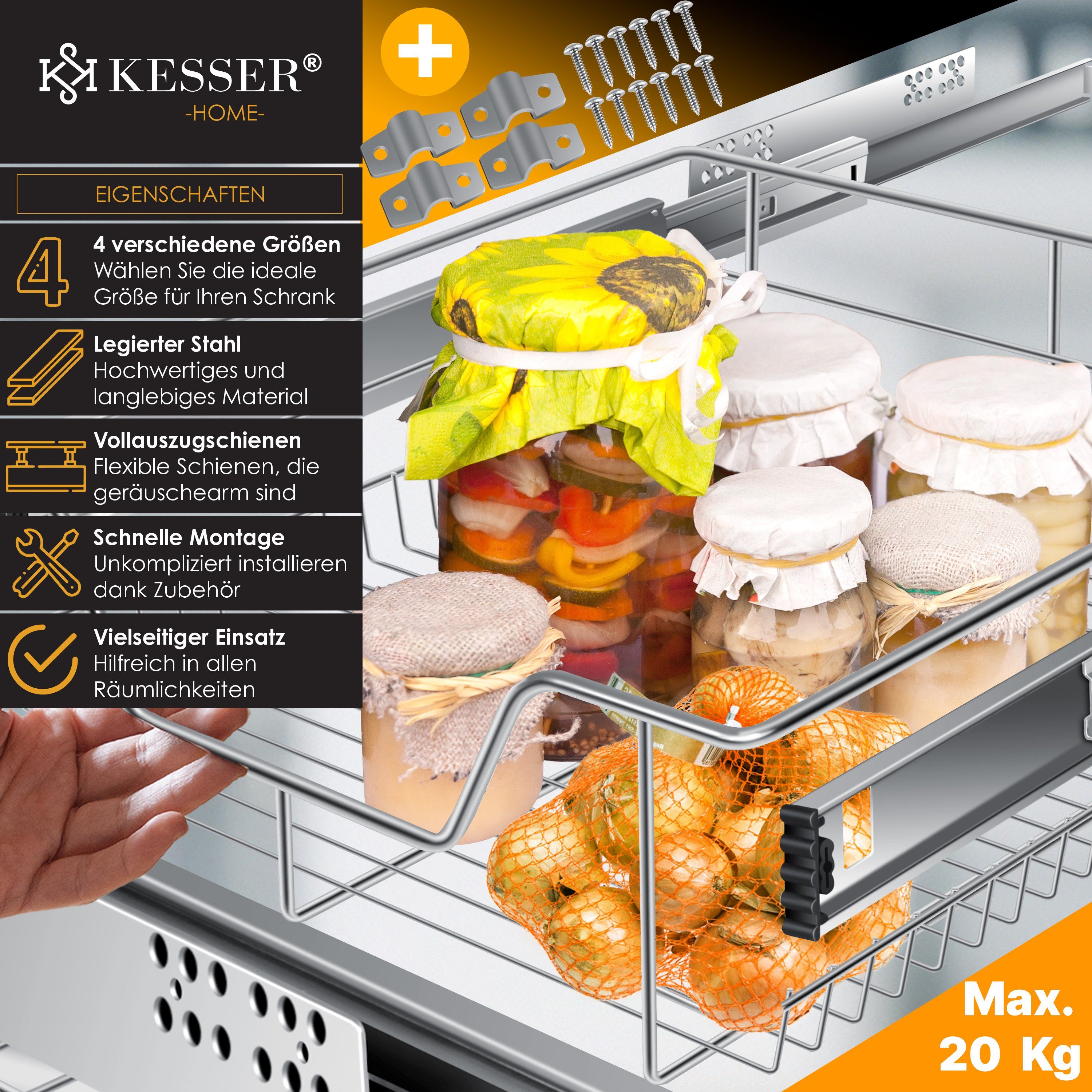 KESSER Schublade, Teleskopschublade Küchenschublade Küchenschrank