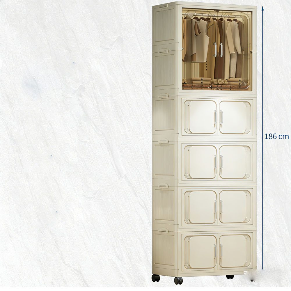 GarveeMore Kleiderschrank Klappbarer Kleiderschrank mit hängenden Schienen Kleiderschrank – Bild 5 von 5
