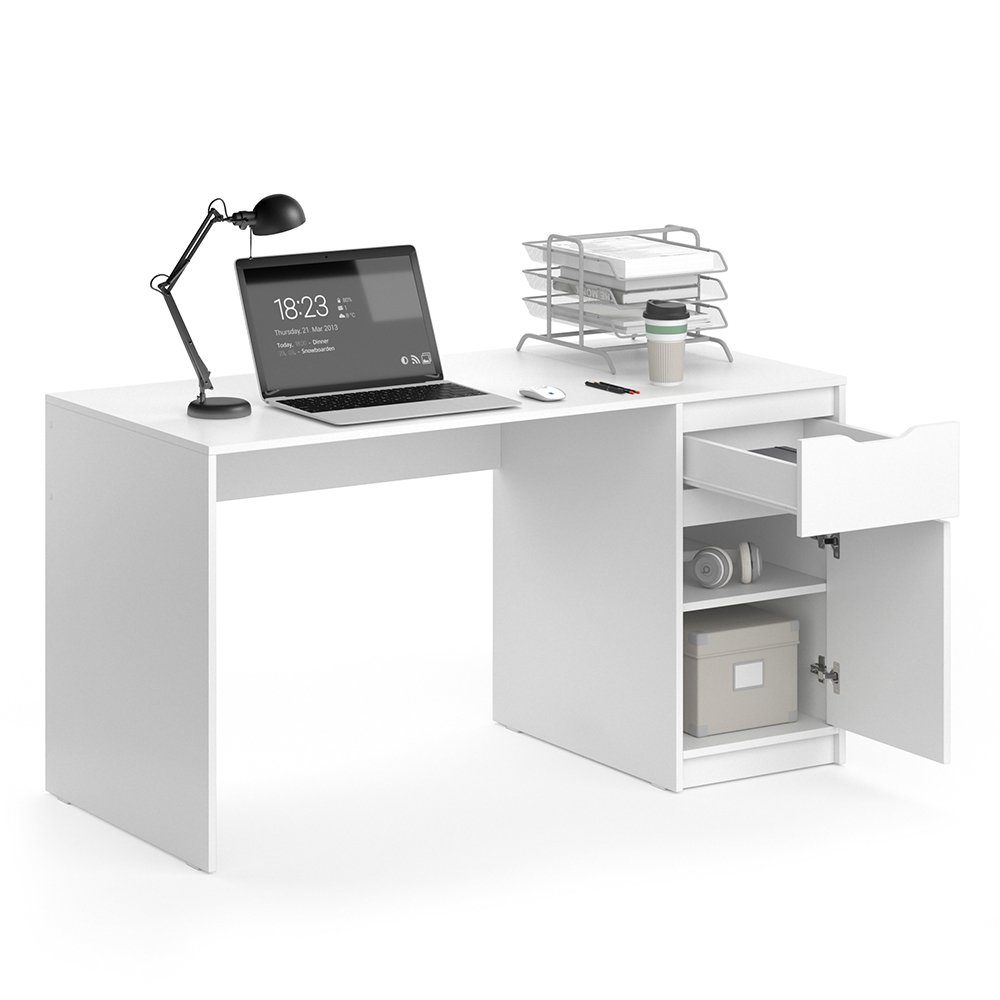 Vicco Schreibtisch Computertisch 140x65cm RUBEN Weiß Bürotisch