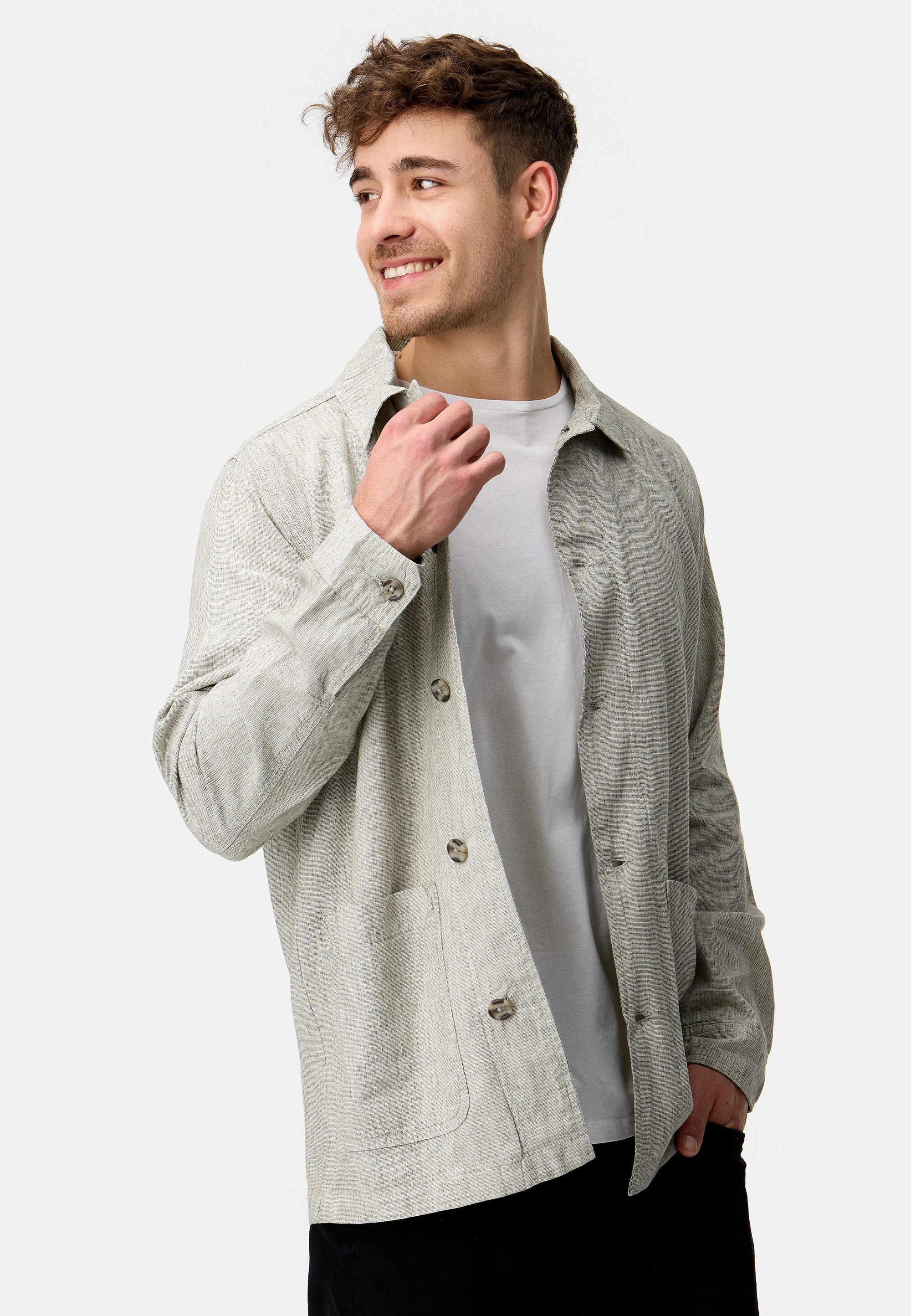 Indicode Sommerjacke Herren INElton Hemd Herrenjacke mit klassischem Hemdkragen