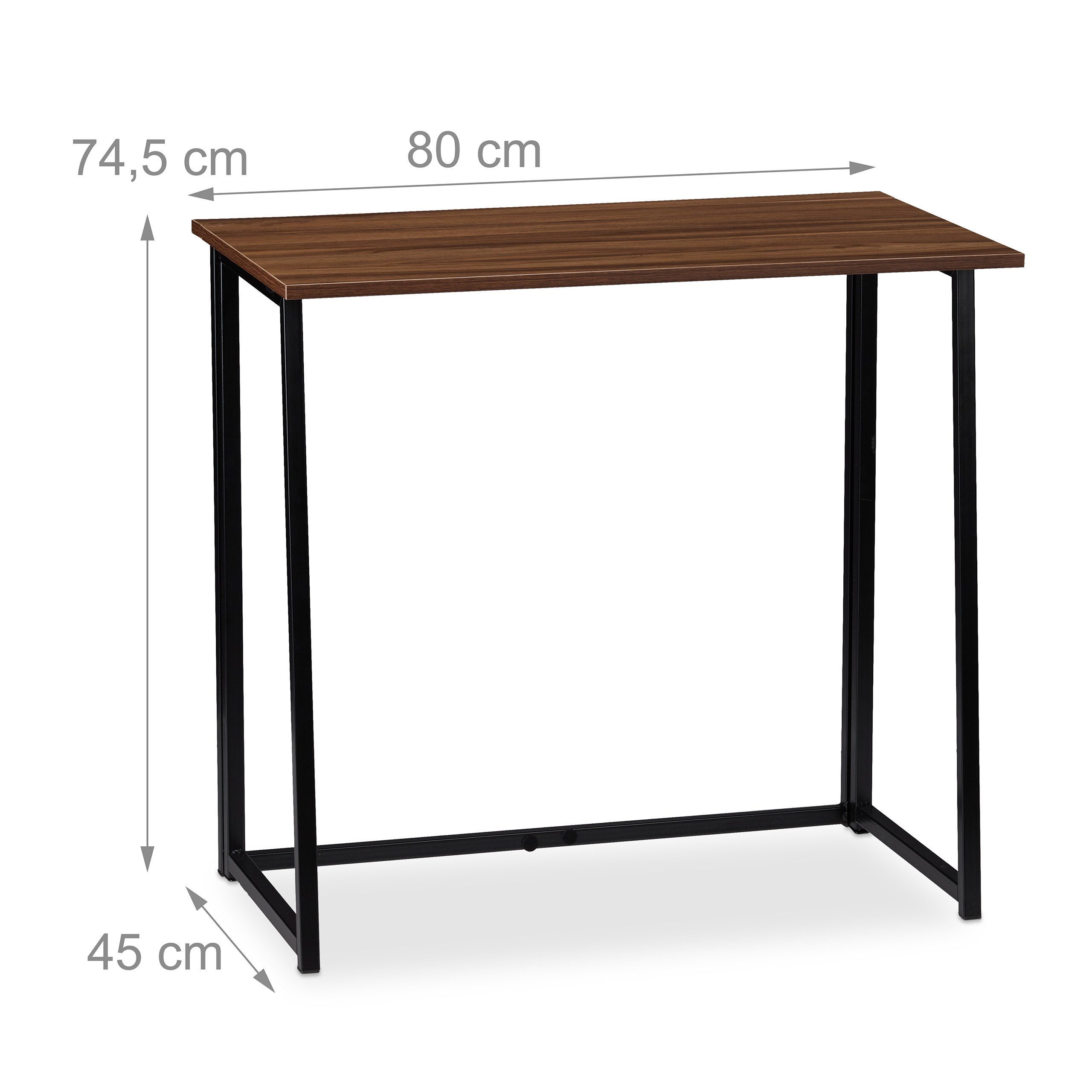 relaxdays Schreibtisch Schreibtisch klappbar, Schwarz Schwarz Braun / Holz