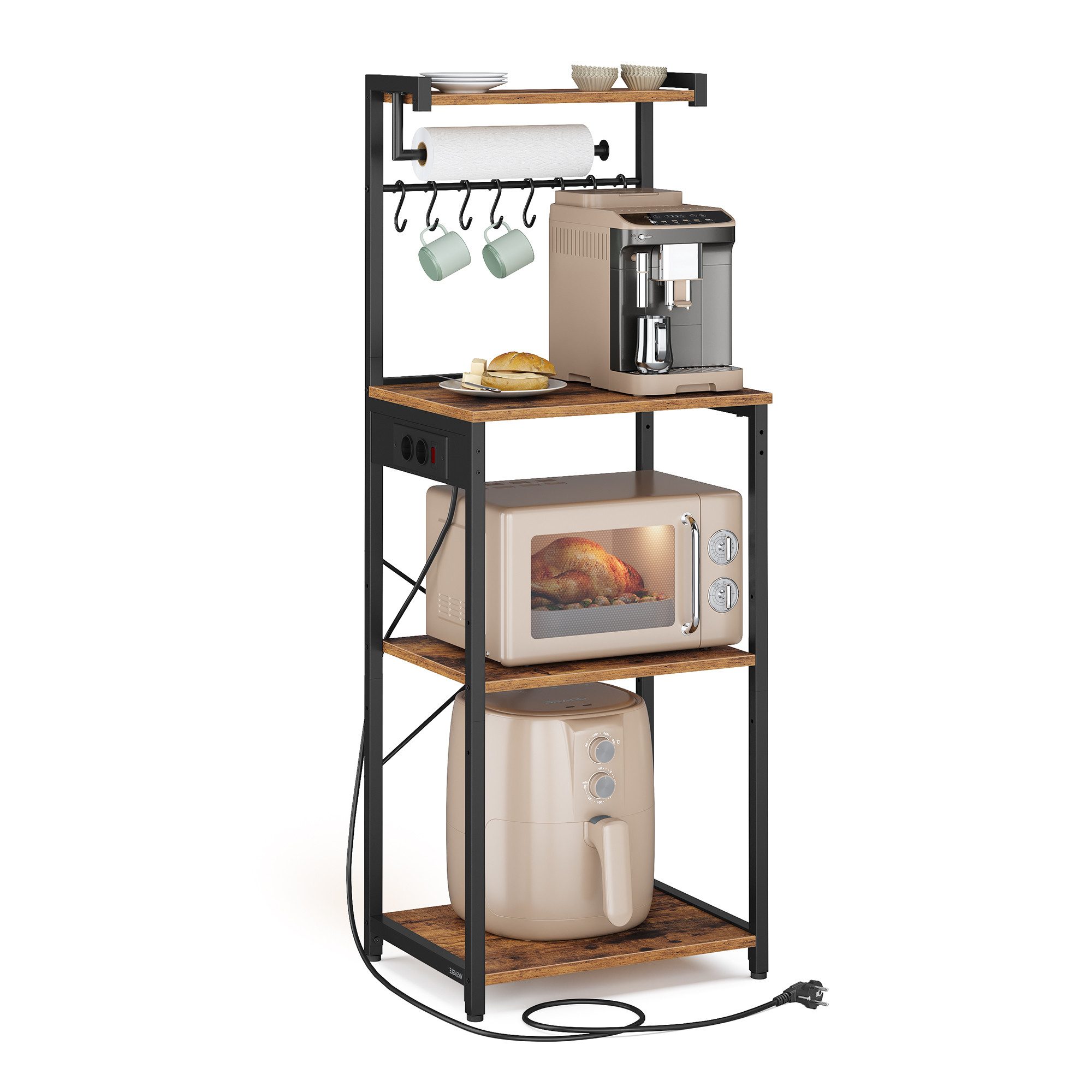VASAGLE Küchenregal, Standregal mit Steckdosen, Standregal 4 Ebenen, verste günstig online kaufen
