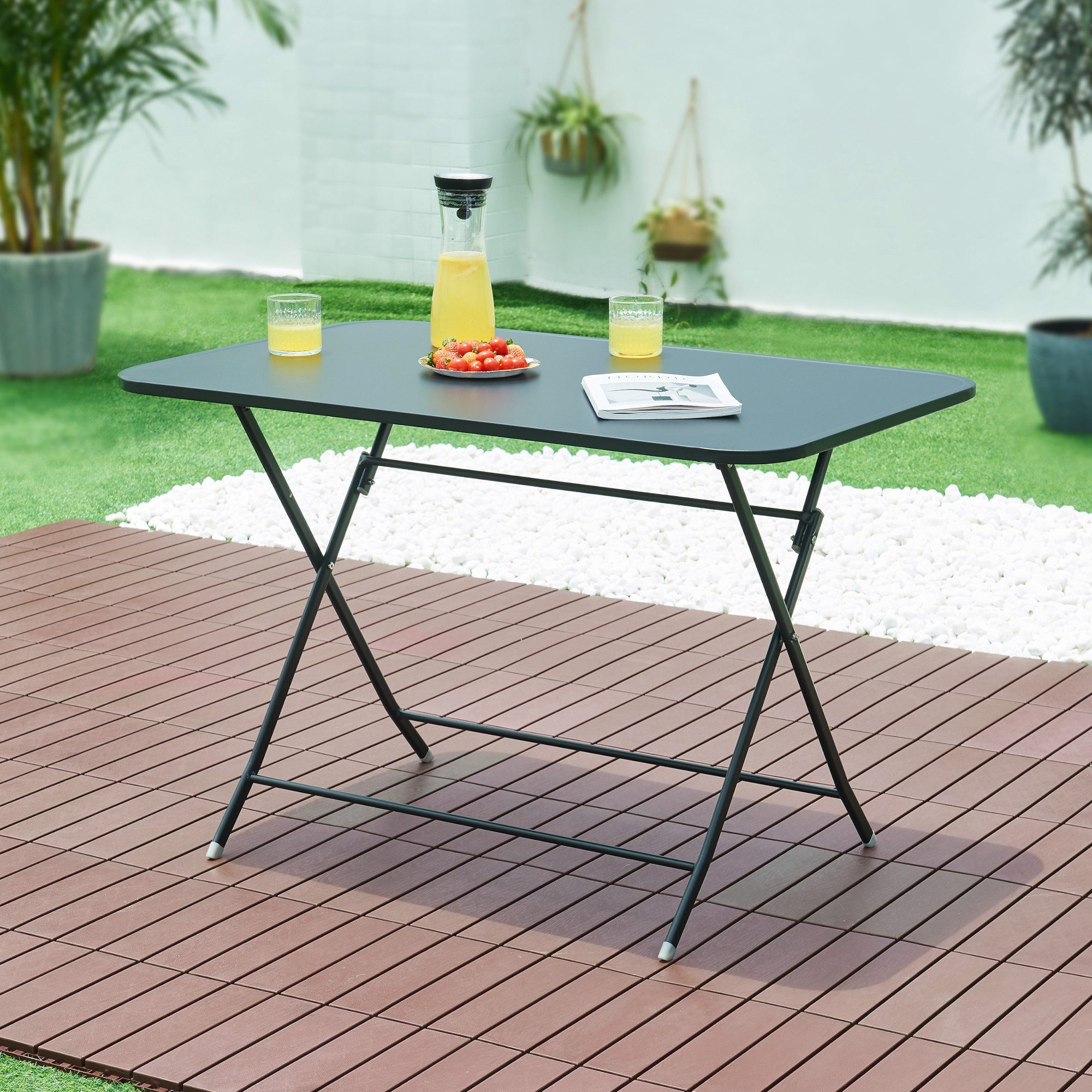en.casa Klapptisch, Gartentisch »Sande« rechteckig Stahl 71x70x110 cm Schwa günstig online kaufen