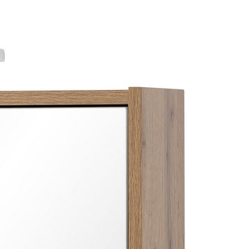 Lomadox Spiegelschrank DERIO-80 Spiegel 6 Glasböden LED Beleuchtung mit Steckdose modern in Eiche