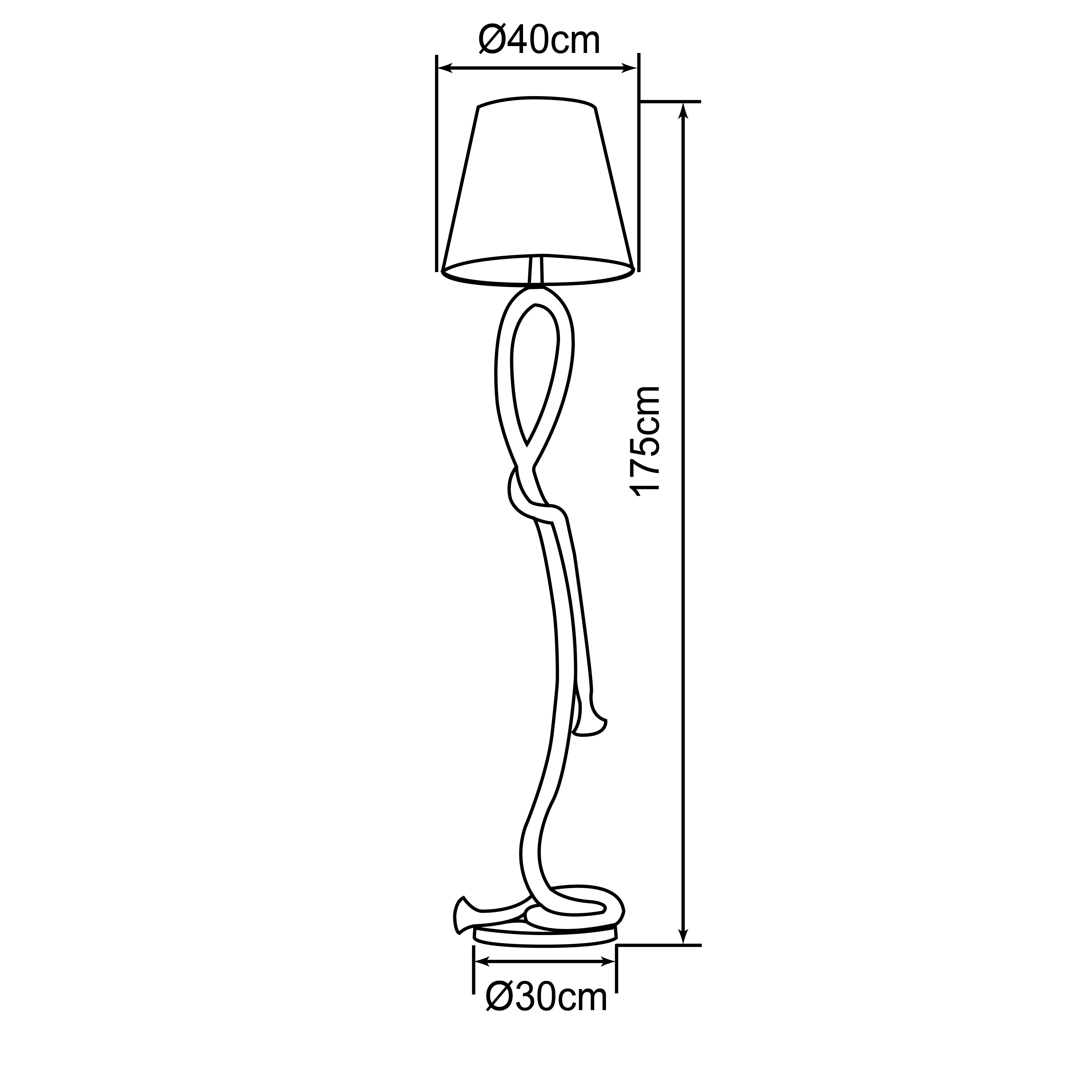Seil/Textil/Metall W, Stehlampe, Lightbox E27, 40 ohne cm Leuchtmittel, max. Stehlampe, 40 Höhe, Ø 175 cm,