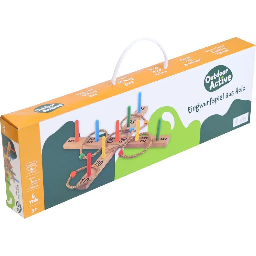 Vedes Spiel Outdoor active Ringwurfspiel aus Holz mit 9 Stäben