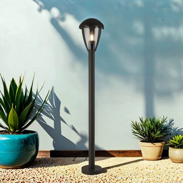 Licht-Erlebnisse Außen-Stehlampe WALTER, ohne Leuchtmittel, Anthrazit IP44 E27 97 cm Aluminium Modern Garten Hof