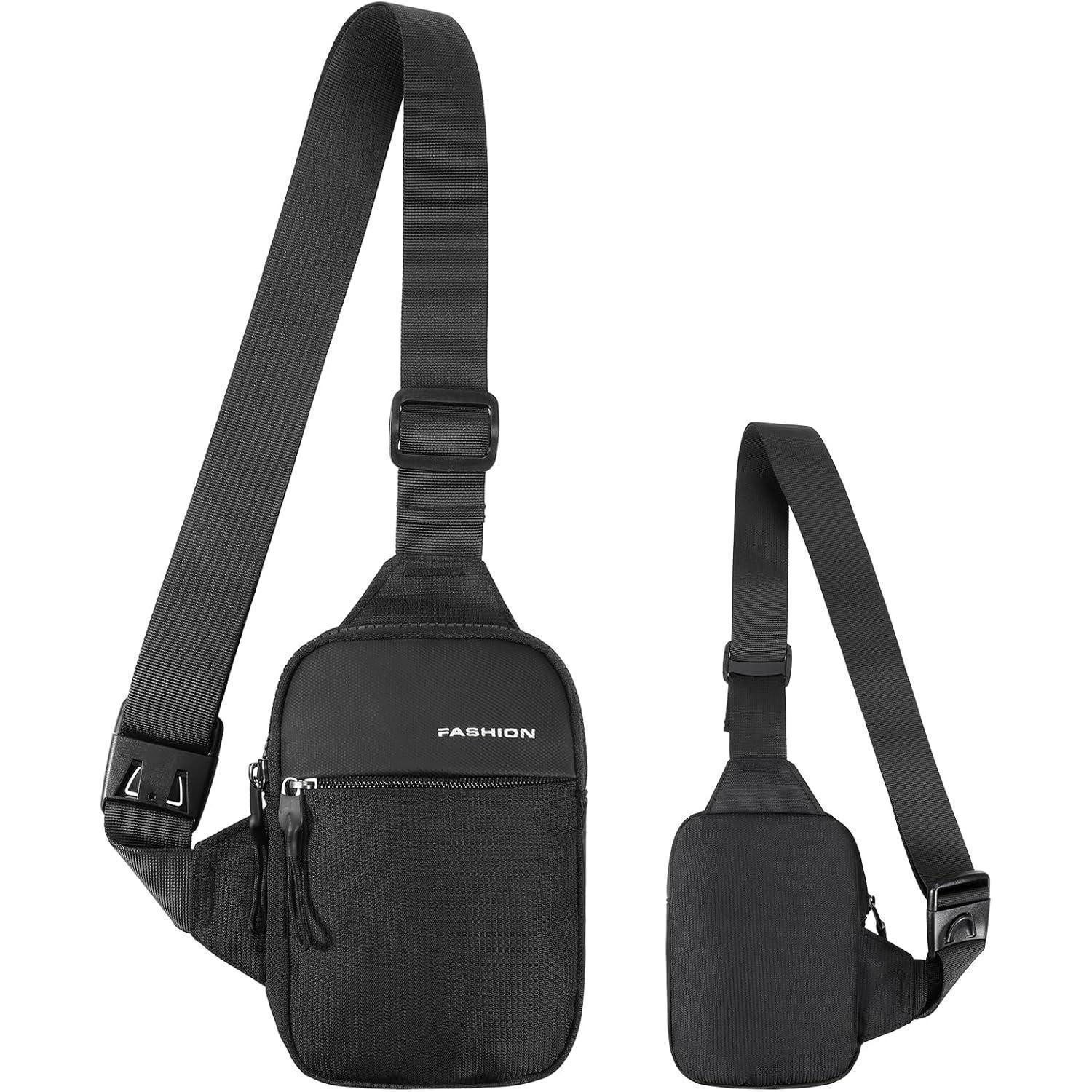 Umhängetasche Brusttasche Crossbody Herren Wasserdicht Outdoor Schwarz S