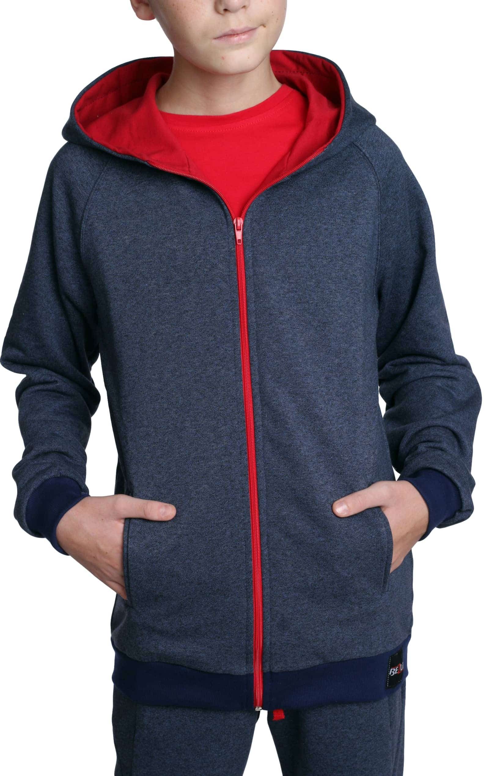 BEZLIT Kapuzensweatjacke Jungen Sweatjacke mit 30363 meliert Kapuze (1-tlg) elastisch Blau