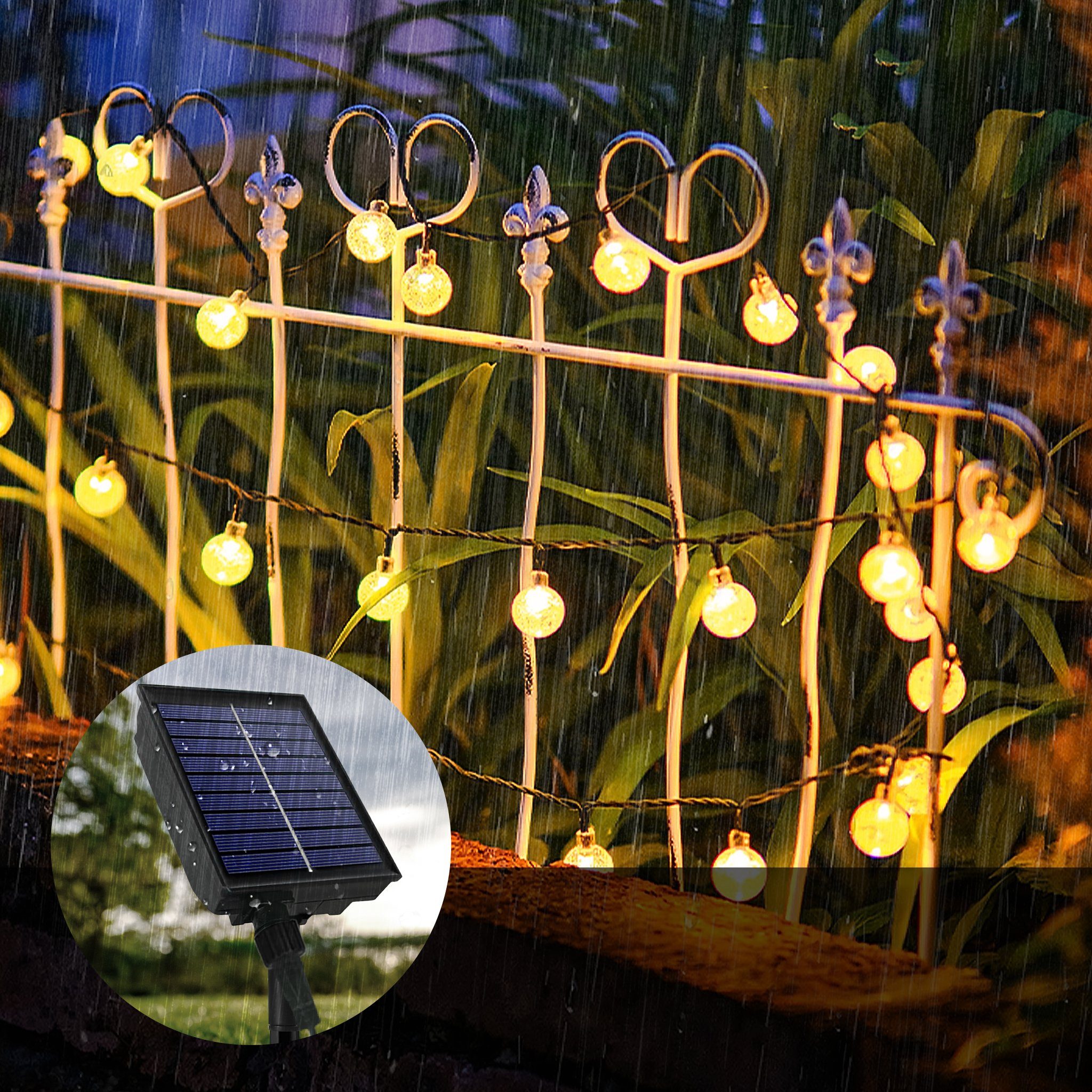 AUFUN LED-Lichterkette Solar lichterkette LED Solar LED 10/20/30M Lichterkette & Innen, Kristallkugeln Außen