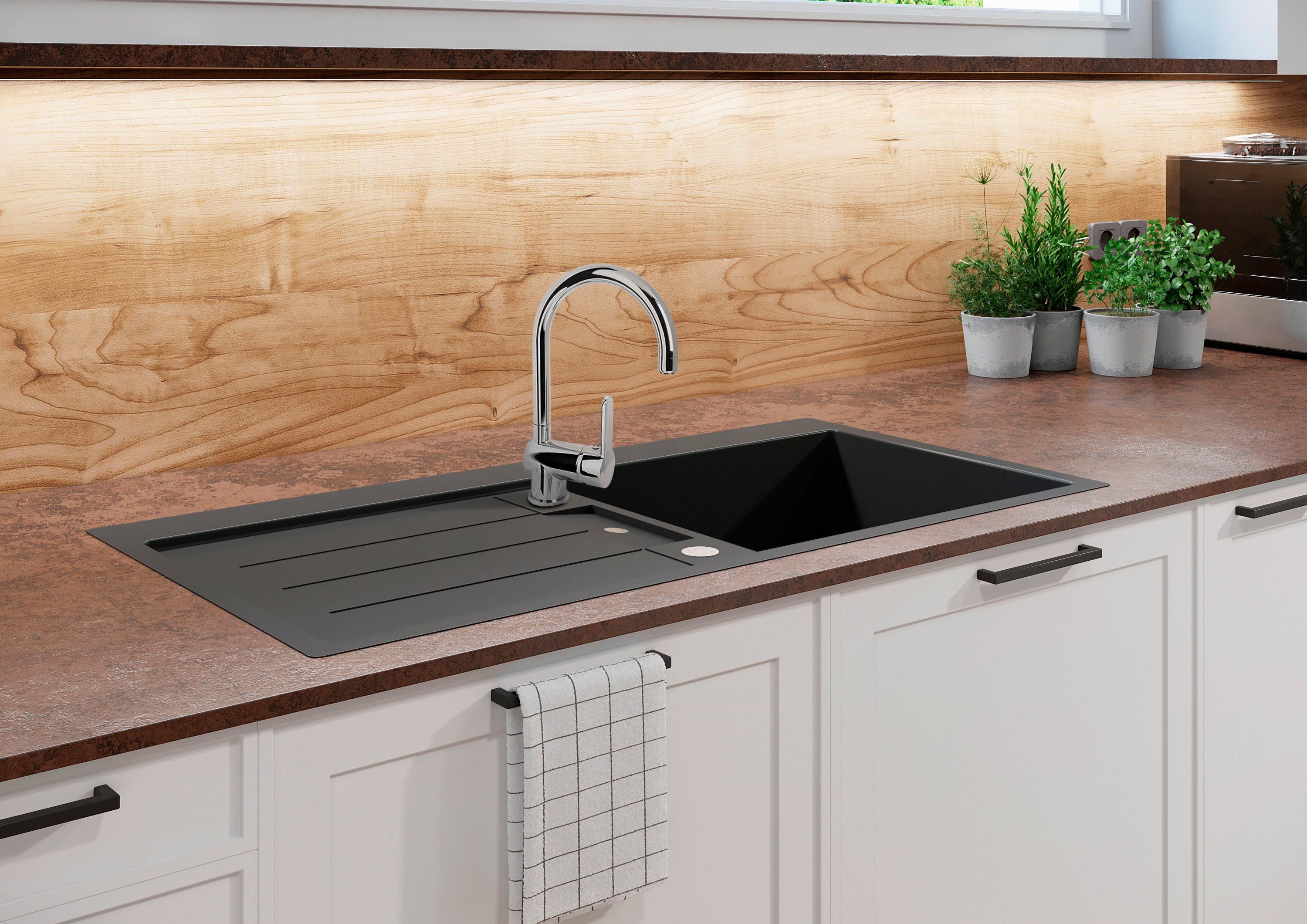 CORNAT Spültischarmatur Robuster Druckgusskörper- verchromt- Hoher & 360° s günstig online kaufen